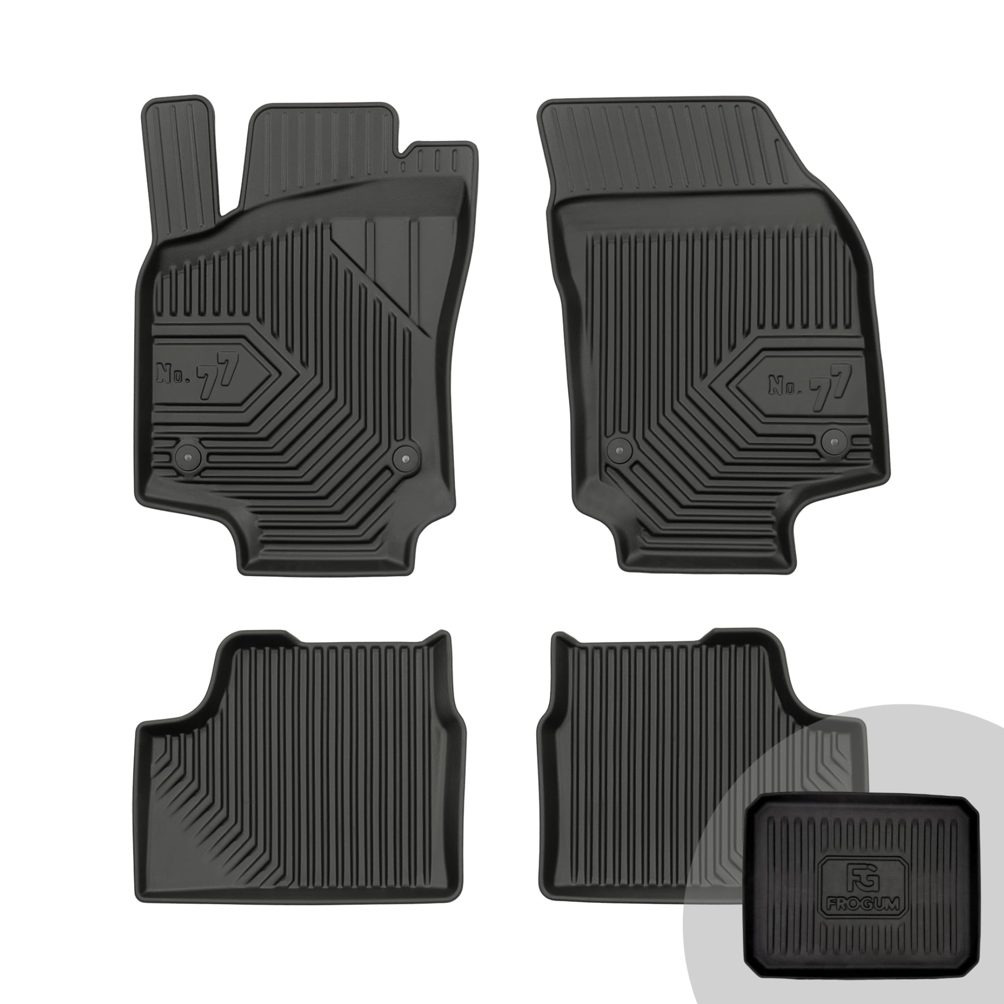 FROGUM No.77 Gummimatten Ganzjahresset von Auto Fußmatten Autofussmatten für Opel Astra H 2004-2014, für Opel Astra H GTC 2004-2014 | Langlebiges TPE Material