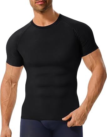 Eleady Compression Shirt Men Short Sleeve - Workout Base Layer Men Athletic Crew Neck T-Shirts Activewear Gym
