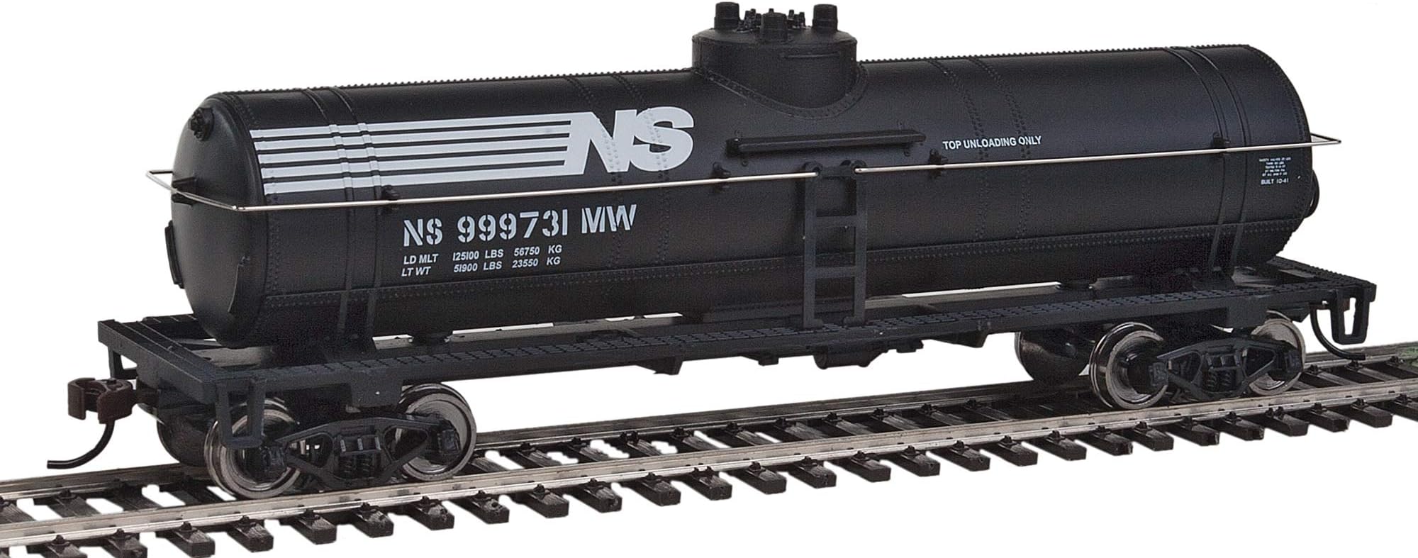 Tank Car-Ready to Run-Norfolk Southern (Black, White) 931-1447 HO Scale Model Railroad - Freight Model
