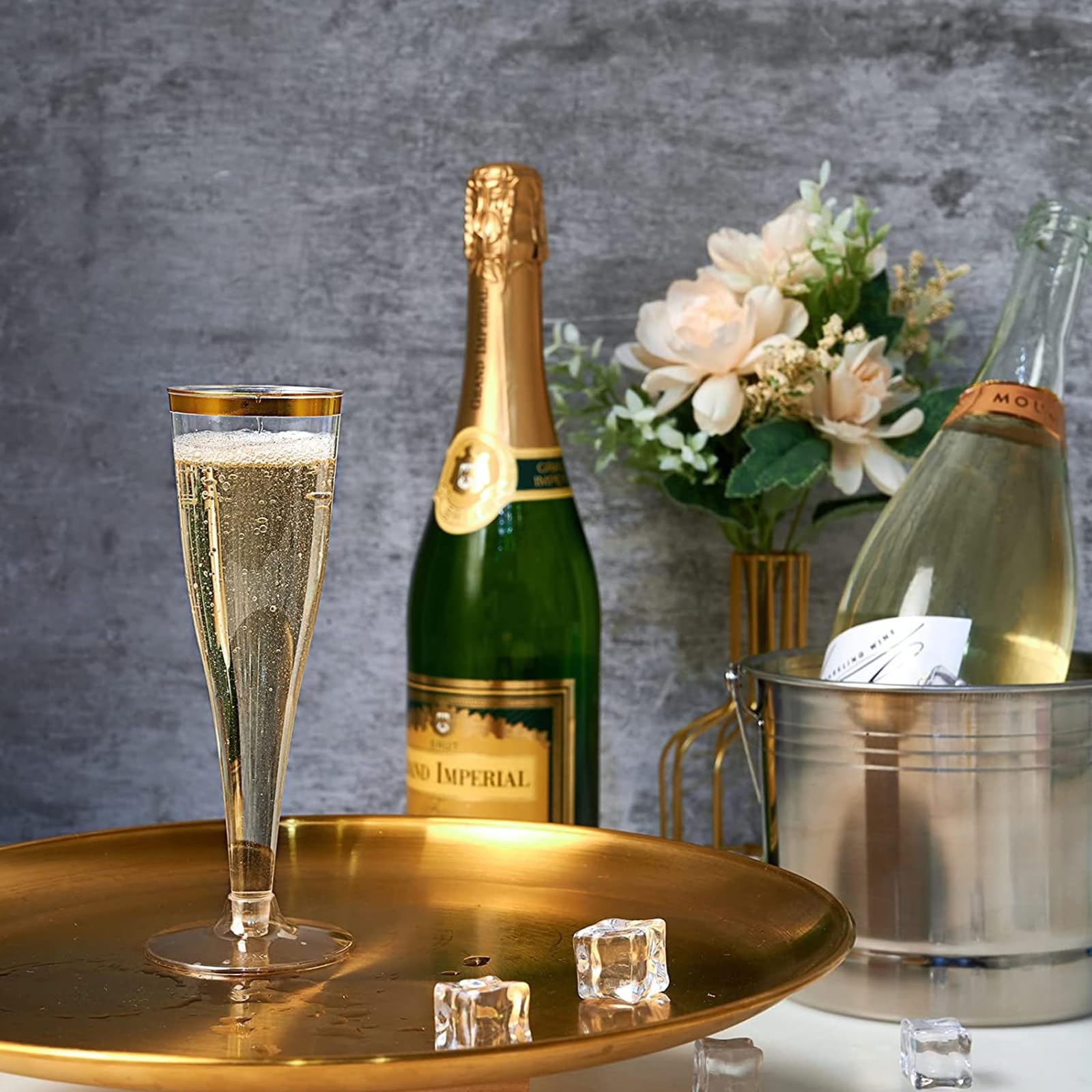 DAJAVE 100 flute da champagne in plastica da 135 ml, riutilizzabili, trasparenti, per feste, matrimoni, compleanni e uso quotidiano