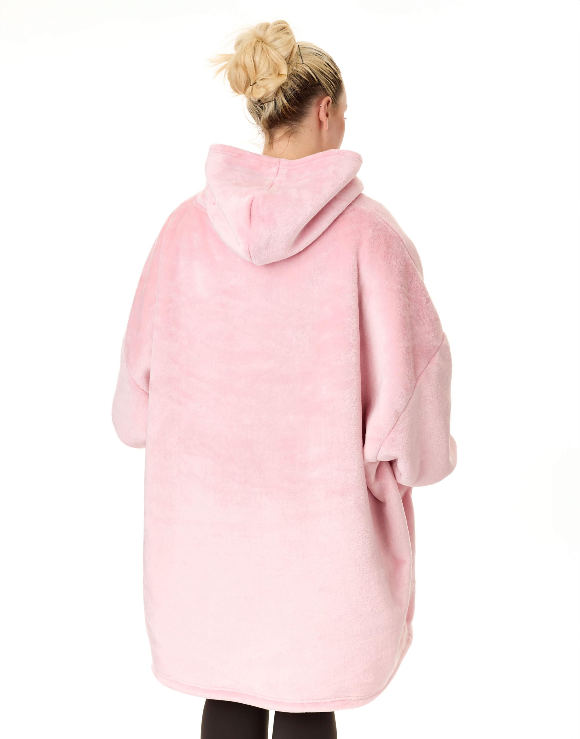 Hello Kitty Damen tragbare Decke Hoodie | Erwachsene Rosa Kapuzenpullover mit Kitty Weiß Charakter Grafik Print | Einheitsgröße Sherpa gefütterte Loungewea