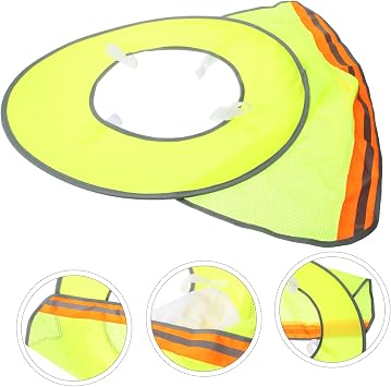High Visibility Hard Hat Full Brim Sun Shade Visor with Neck Shield Fluorescent Green Mesh Reflective Strip UV Protection Construction Safety Helmet Accessory for Outdoor Work