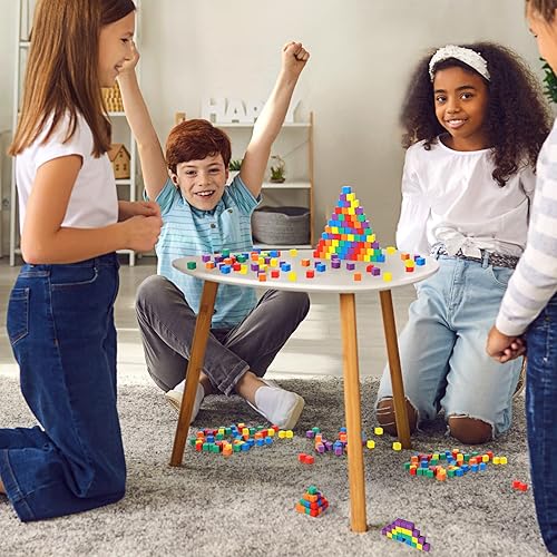 Miniatura 7 de Sasylvia 72 cubos cuadrados de madera de colores de 0.4 pulgadas, bloques de madera de colores, cubos de madera para niños y adultos, juegos de
