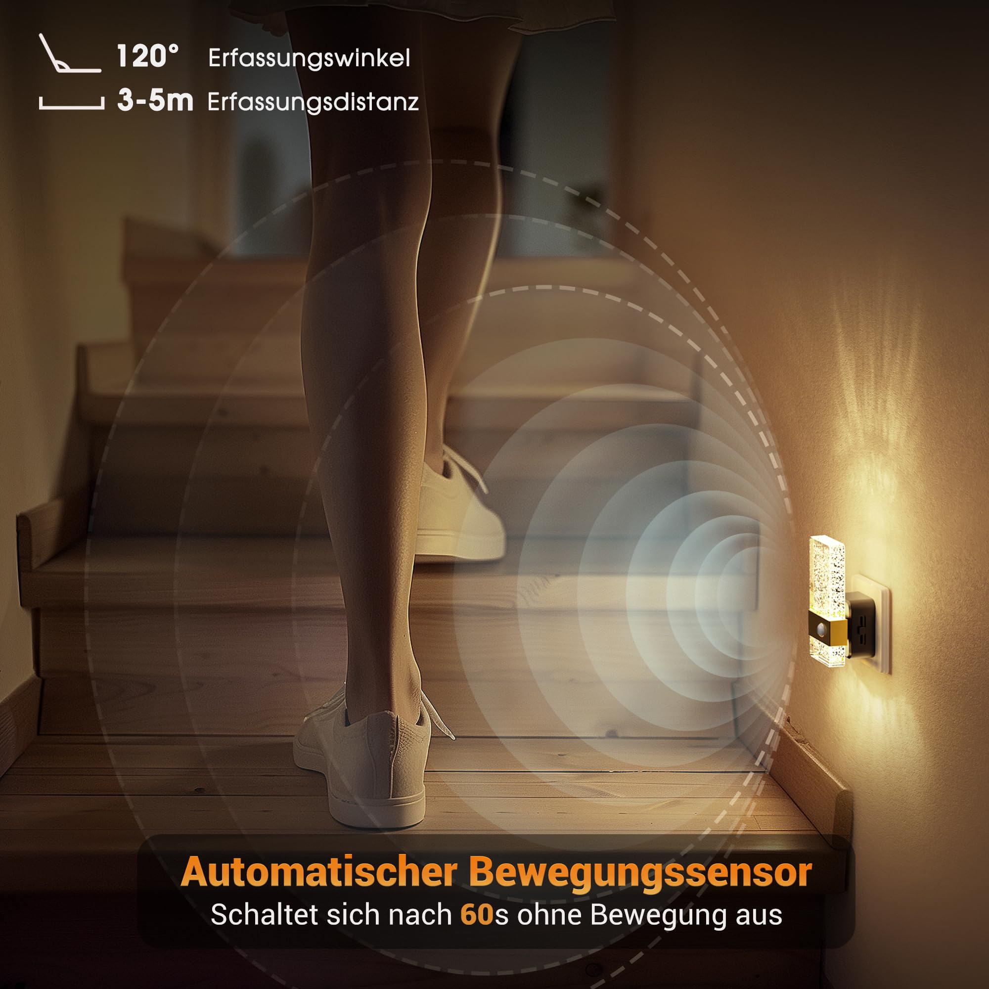 Luce Notturna Sensore Movimento Dimmerabile 0-100 Lm | Presa LED Casa