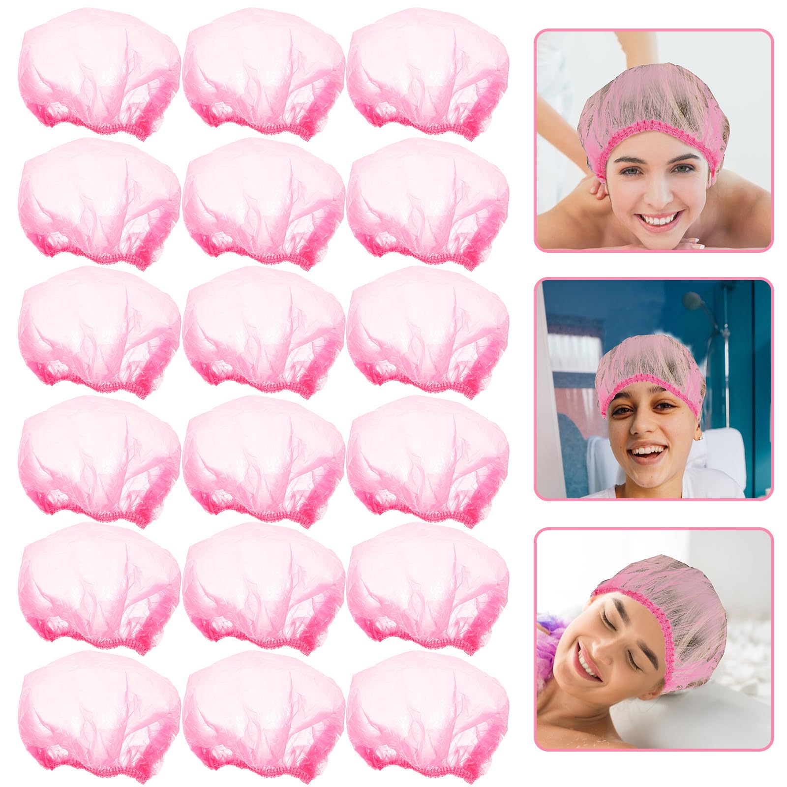 Große Duschhaube Rosa für Damen aus Kunststoff 500 Stück Elastische Wiederverwendbar Badekappen Einfach zu Tragen für Duschen und Spa
