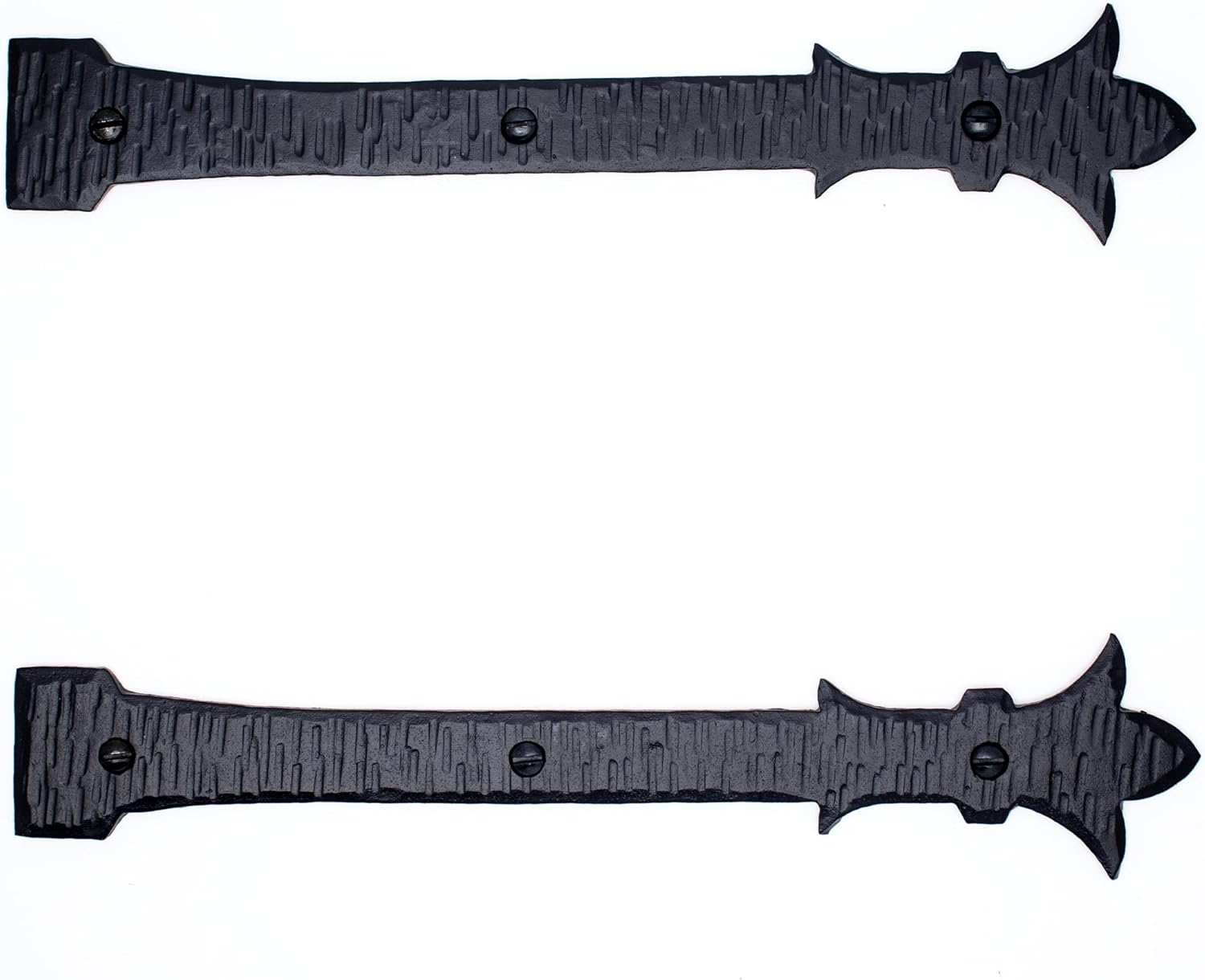 2 Pack 9 inch Faux Door Hinges Black Decorative Strap Hinge Wrought Iron Strap Barn Door Strap Hinges, Farm Gate Hinge, Carriage Door Hardware The Byzantium Series by Borderland Rustic Hardware