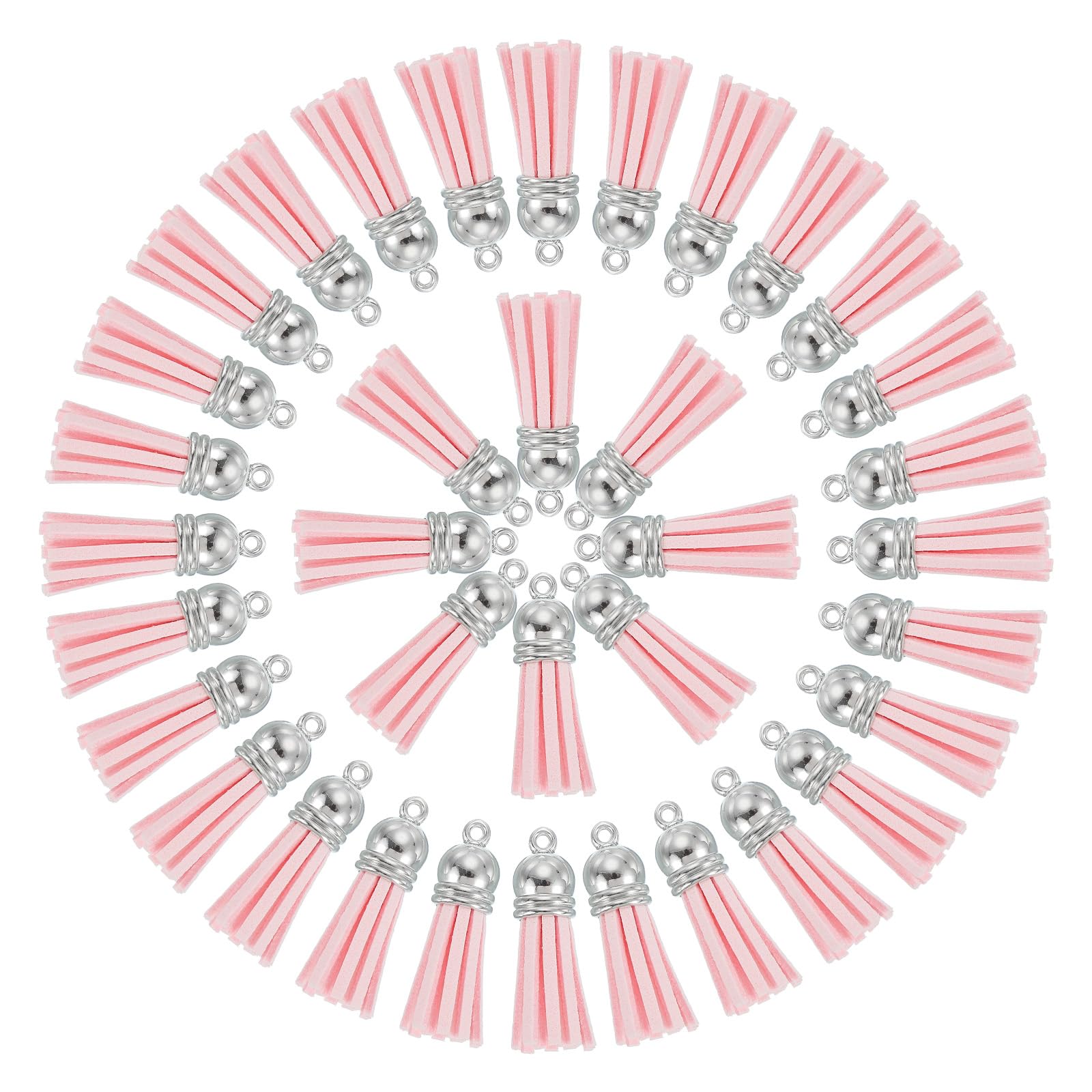 uxcell 50 Pcs Keychain Tassels Bulk for Crafts, 1.5 Inch Leather Tassel Key Chain Charm Ring Tassels Pendant for Keychain Making Jewelry DIY Handmade