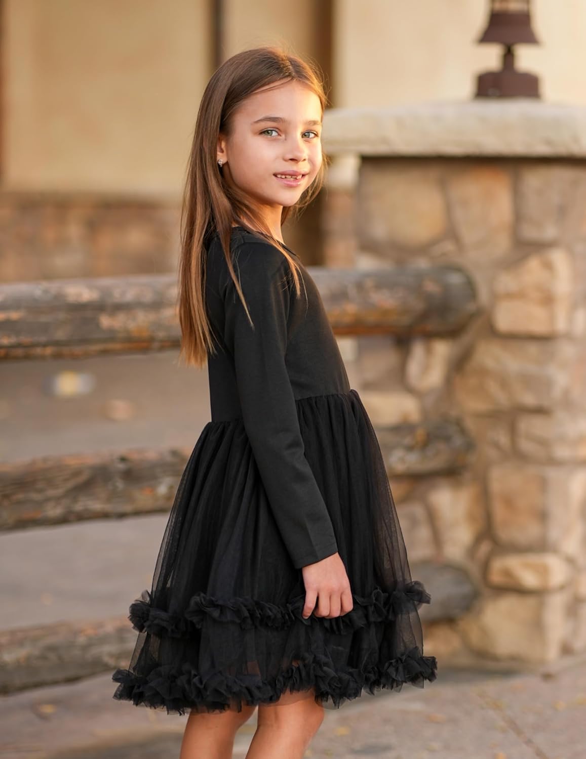 Arshiner Girls Tutu Dresses Toddler Fall Winter Long Sleeve Fluffy Tulle Party Dress for Kids 3-8Y - Image 5