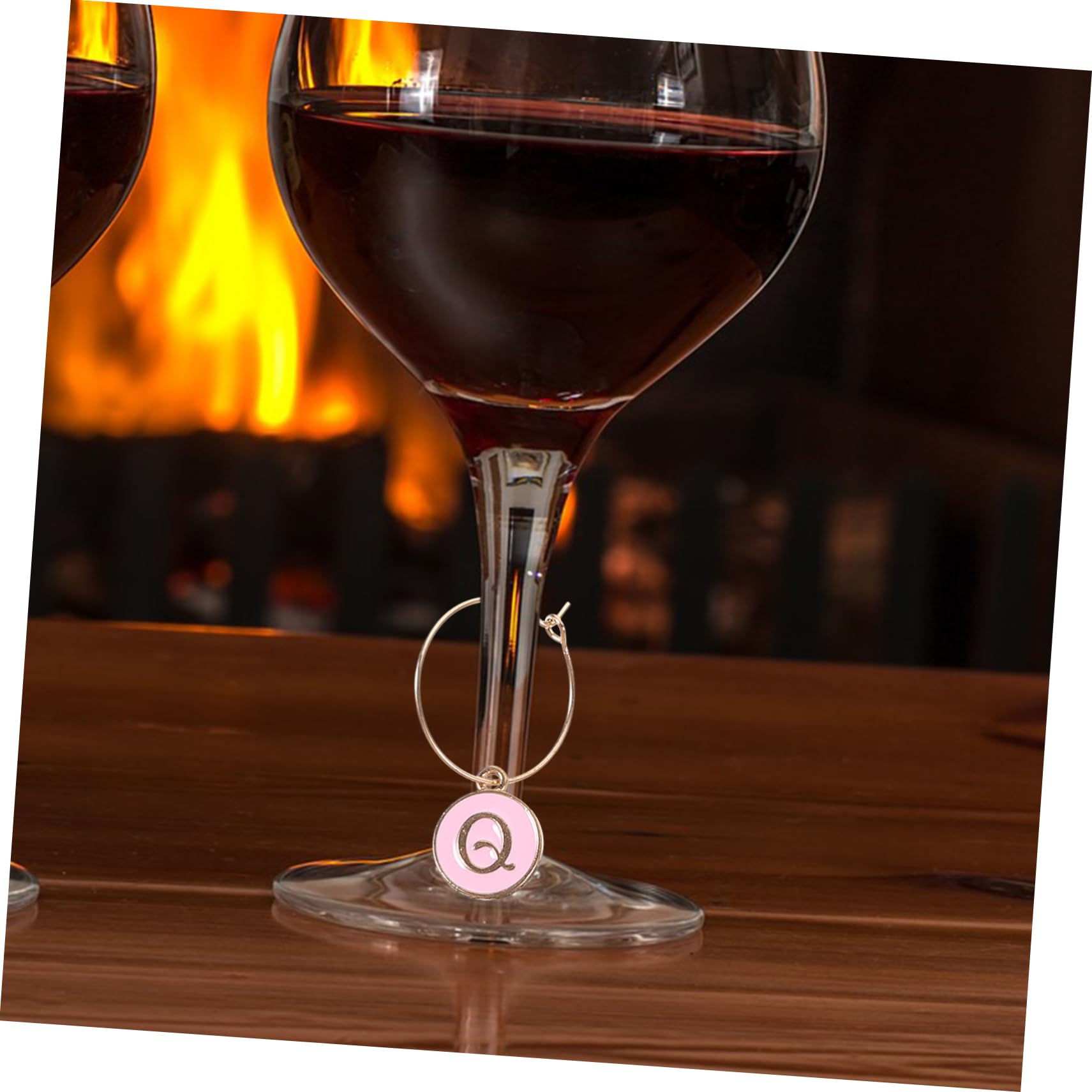 MAGICLULU 130 Pz Anello Di Bicchiere Di Vino Etichette Delicati Segnatazza Ciondoli Del Vino Dell'alfabeto Incantesimi Di Vino Marcatori Di Tazze Lega Di Zinco Rosa