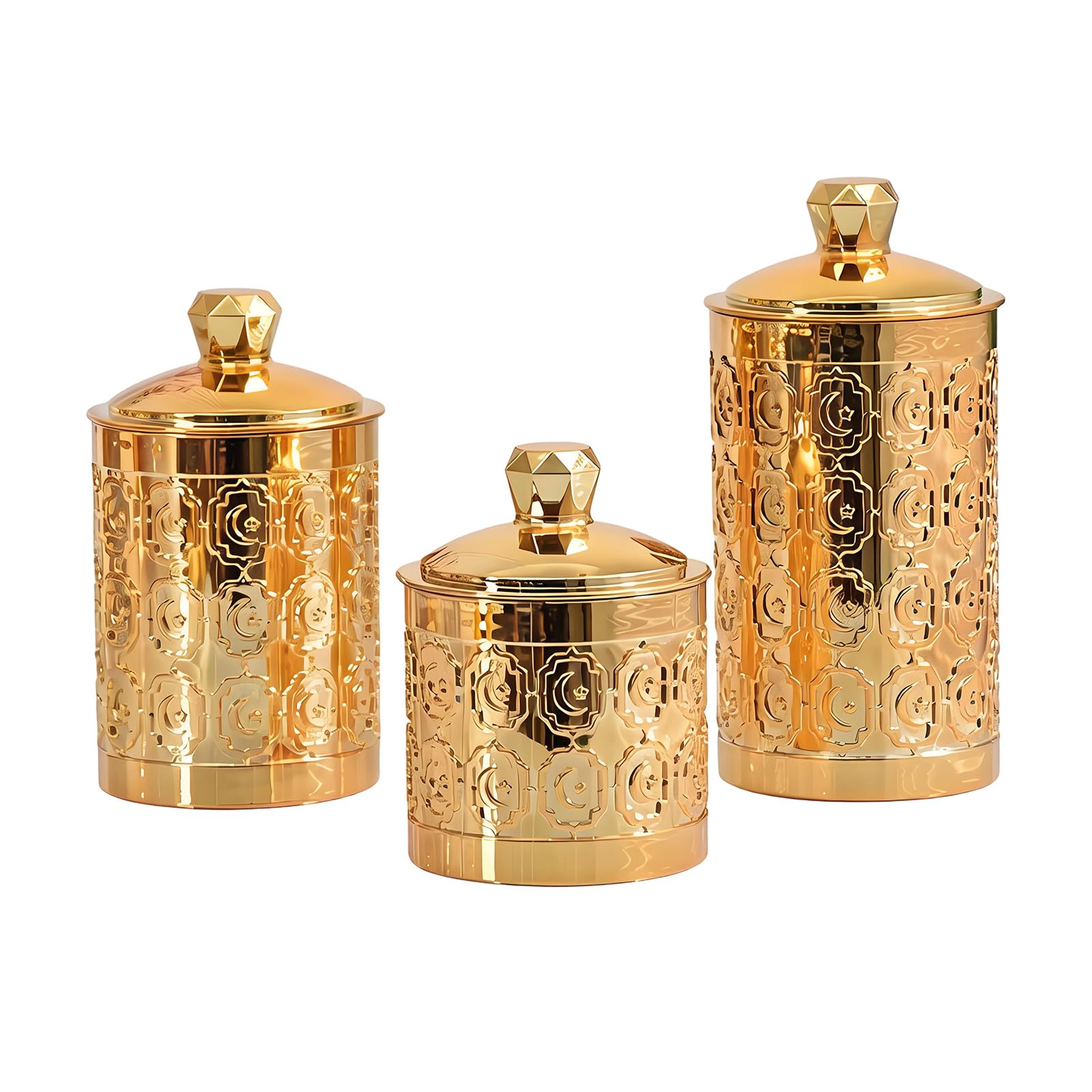 Msioytog Of 3 Decorative Gold Colored PET Container with Secure Lids Preserving Jars Perfect for Organizing Household Items Gold Tight Storage Containers