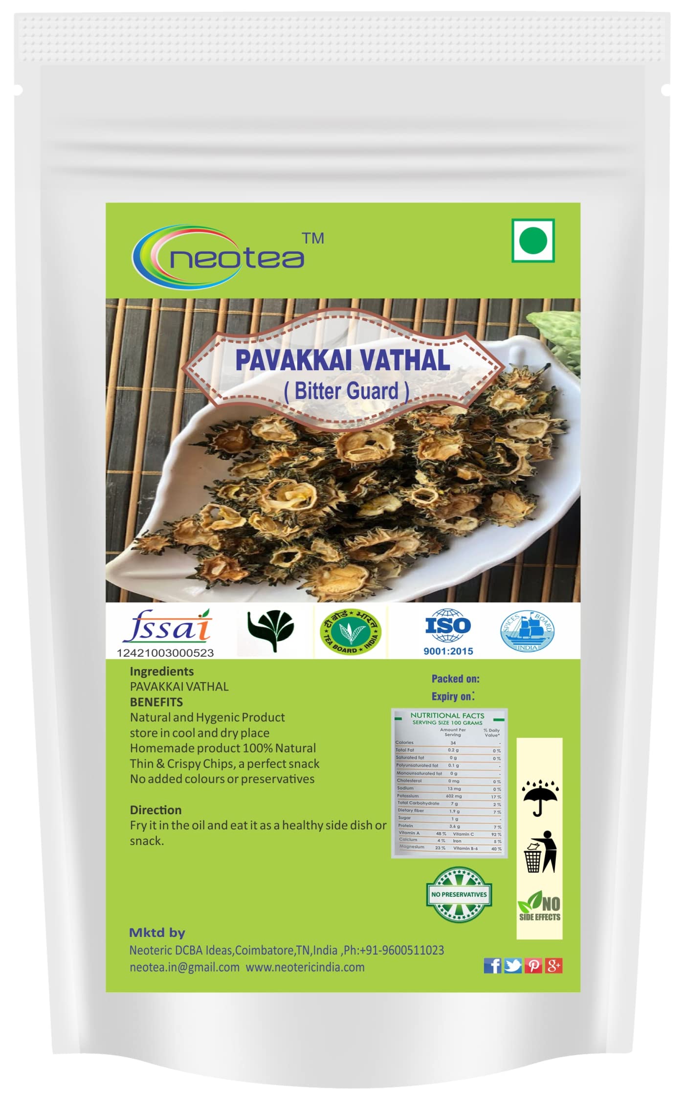 Neotea Bitter Guard, Pavakai Vathal, 250 G (B08WH47CSP) Amazon Price History, Amazon Price Tracker