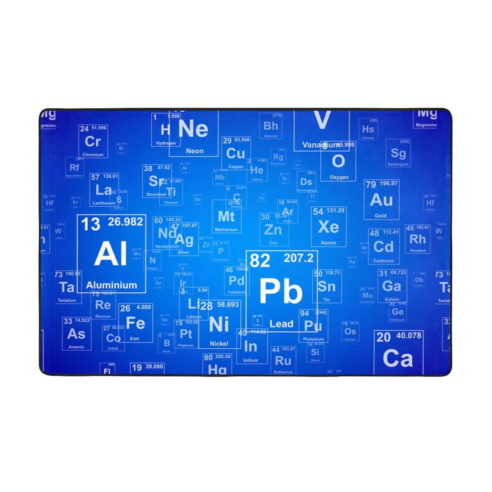 Insegnante di scienze divertente Elementi della tavola periodica, Tappeto grande antiscivolo per soggiorno e camera da letto, 150 x 100 cm.