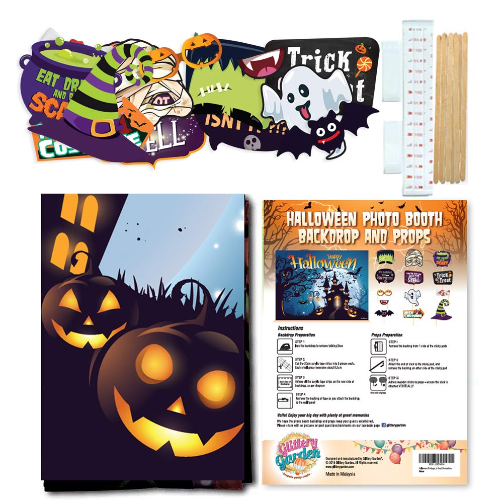Toile De Fond Photo Halloween 90x180 Cm - Décor Photomaton Pour Fête - Impression HD, 6 œillets Pour Suspension