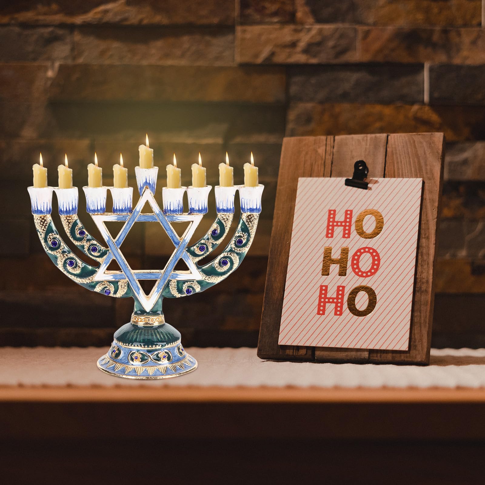 BESTonZON Retro Candlestick a 9 Rami, Candeliere Ebraico in Lega, Ornamento Hanukkah per Amici