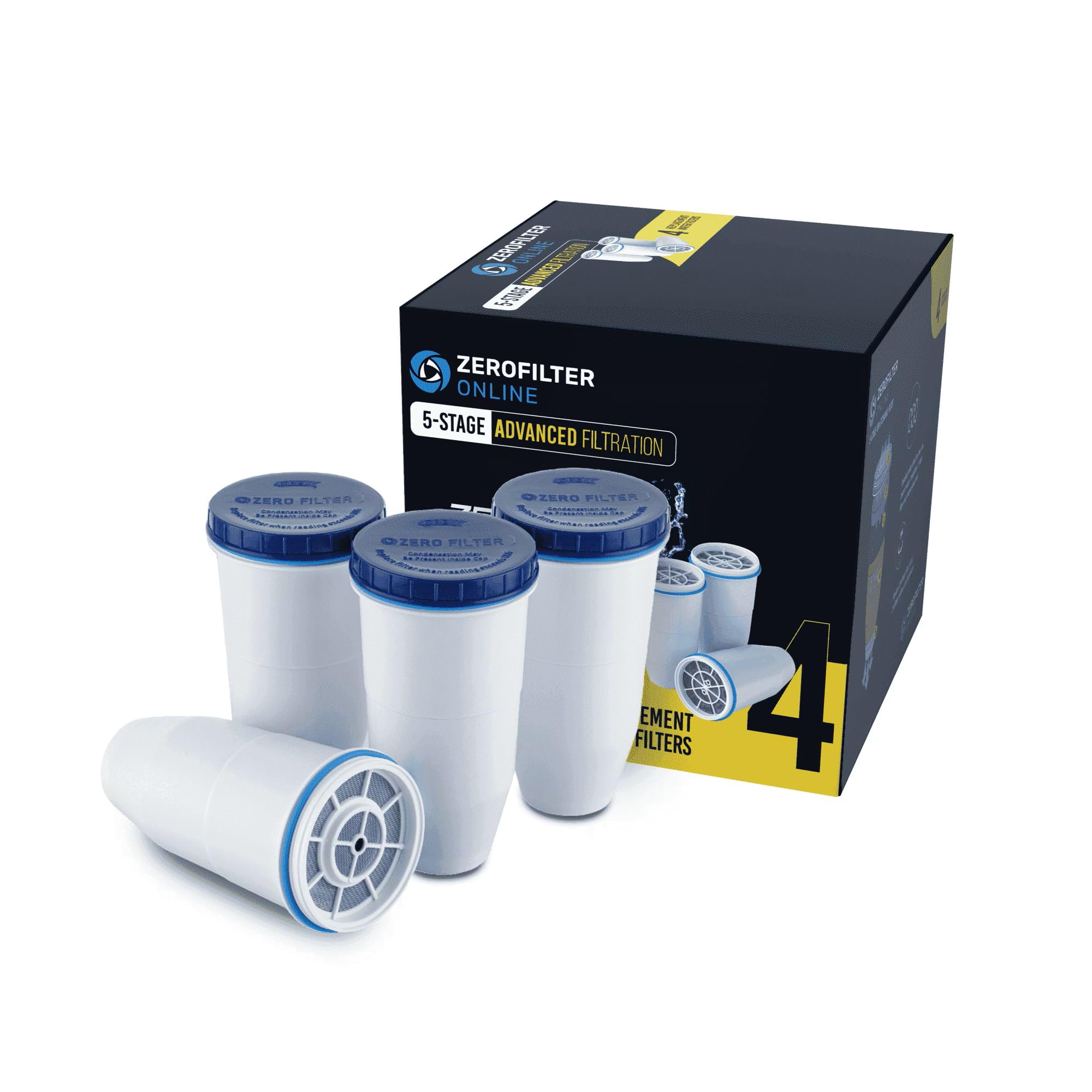 Photo 1 of ***PARTIAL SET/ MISSING 1 FILTER*** ZEROFILTER ONLINE ZR-017 | Replacement Water Filters for Pitchers and Dispensers | 0 TDS Remove Lead, Heavy Metals, Chlorine, Fluoride PFOA/PFOS Compatible with Zerowater, 4 Pack
