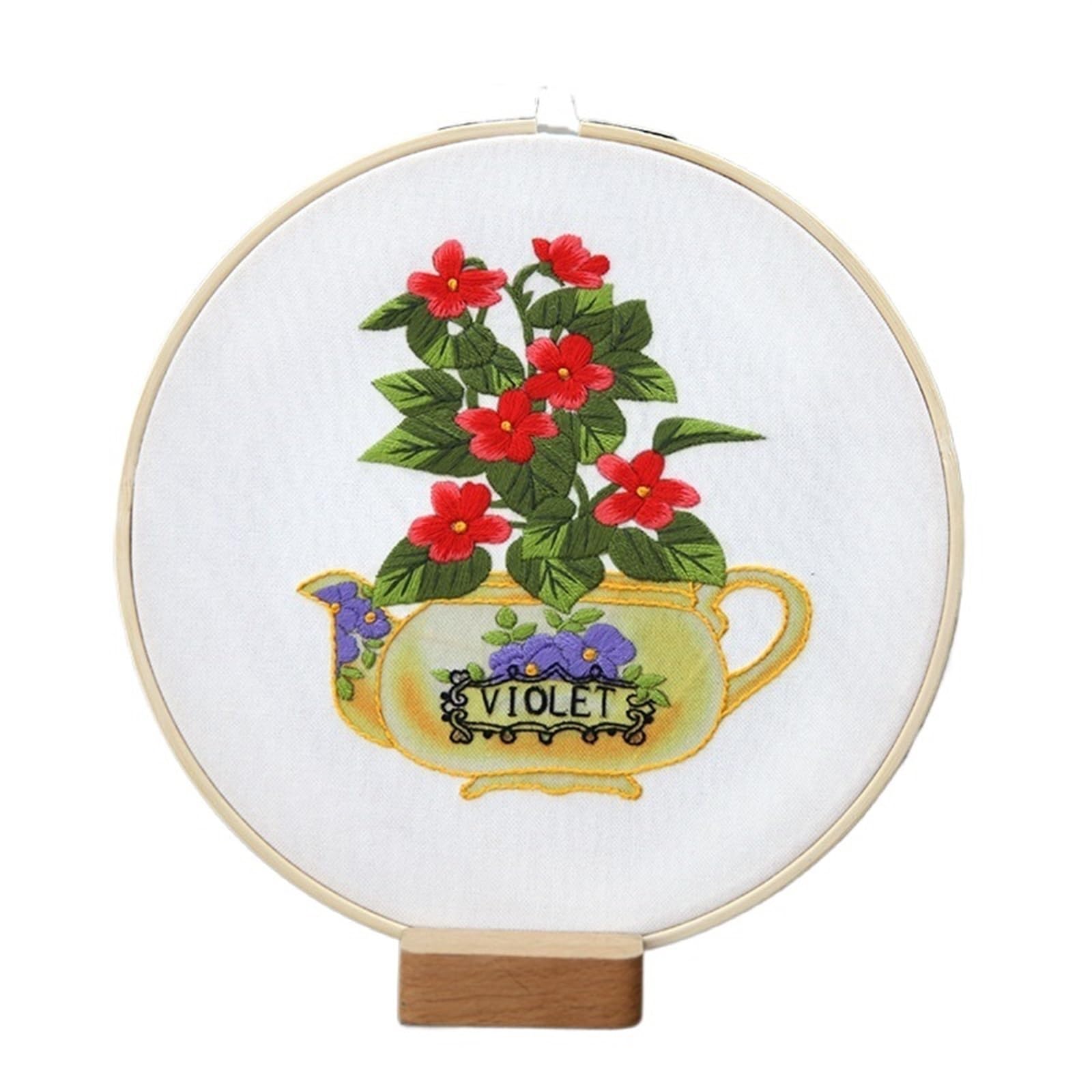 LKLNKVL embroidery, Embroidery Kit， Flower Stamped Kit(Color 12,Without hoop)