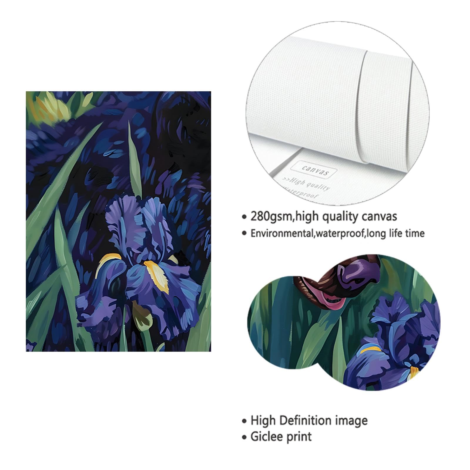 Tema de la vida silvestre Impresiones en lienzo Carteles Plantas y flores Orquídeas y osos grandes Obras de arte Cuadros Arte de pared moderno para la decor del dormitorio 60x72cm Marco interior