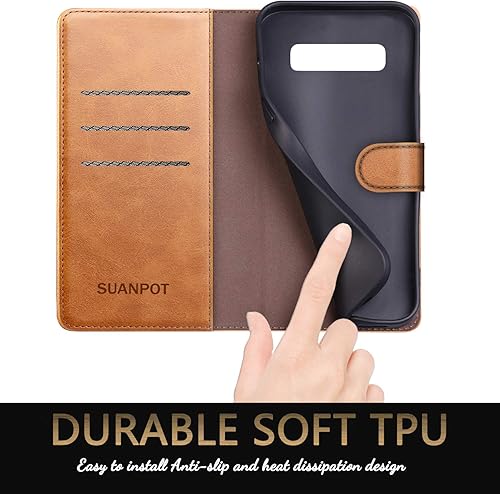 Miniatura 7 de SUANPOT Funda de piel tipo cartera para Samsung Galaxy S10+S10 Plus 6.4 (no compatible con S10, S10e) con bloqueo RFID, tarjetero de crédito con