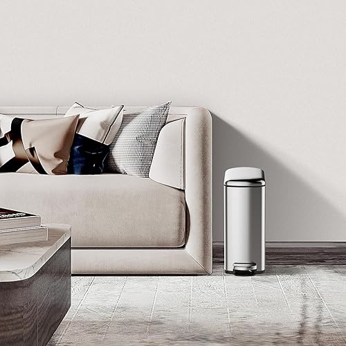 Miniatura 4 de Cubo de basura de acero inoxidable de 50 litros13 galones, cubo de reciclaje rectangular con pedal de acero con tapa y cubos interiores, cubo de