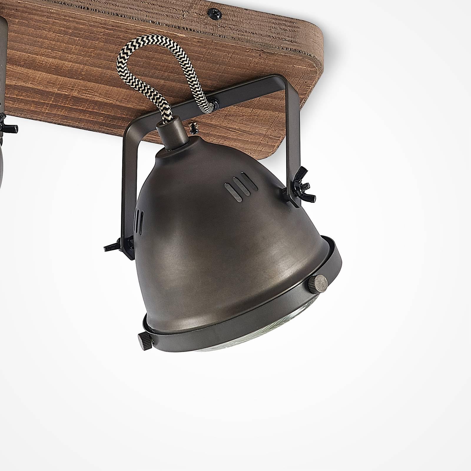 Lindby Spot Farovi à intensité variable (Modern, Industriel) en Noir Bois e. a. pour Salon & Salle manger (à 2 lampes GU10) Lampe encastrable plafonnier applique