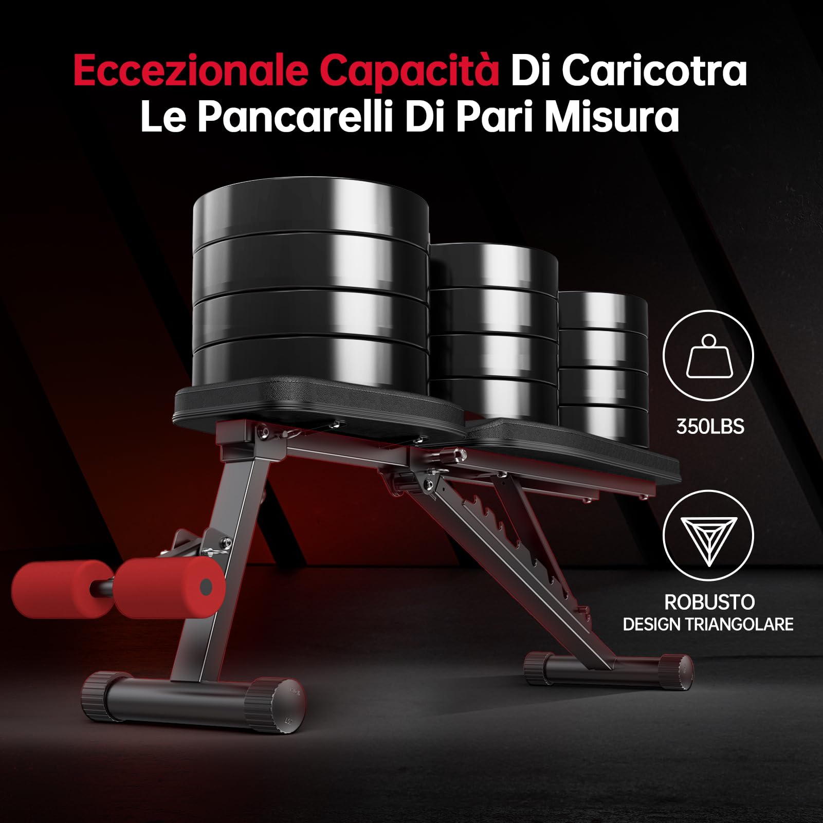 PASYOU Panca Palestra Pieghevole 10 Posizioni Regolabili 90 Gradi Verticale Multifunzionale Panca Piana per L'allenamento Completo del Corpo Panca per Addominali
