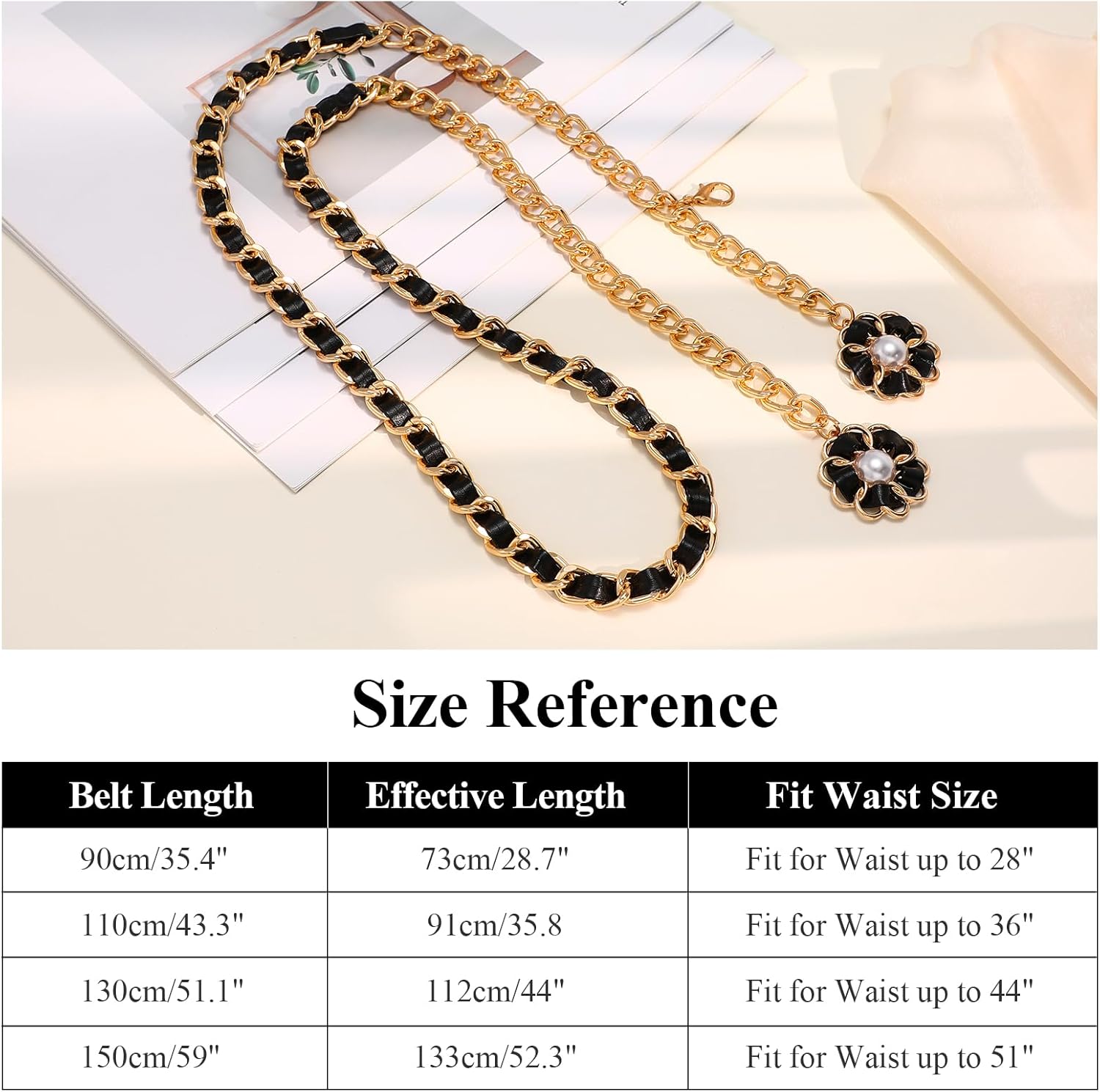 SUOSDEY Leather Chain Belts for Women Waist Chain Belts for Jeans Pants Dresses - Image 7