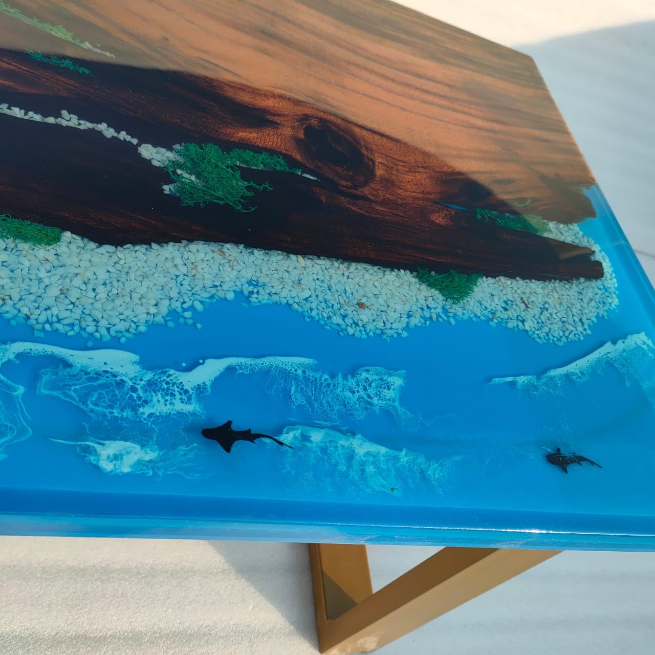 NAV KONST resin table ocean art solid wood river coffee, dining table, study desk. customised option available