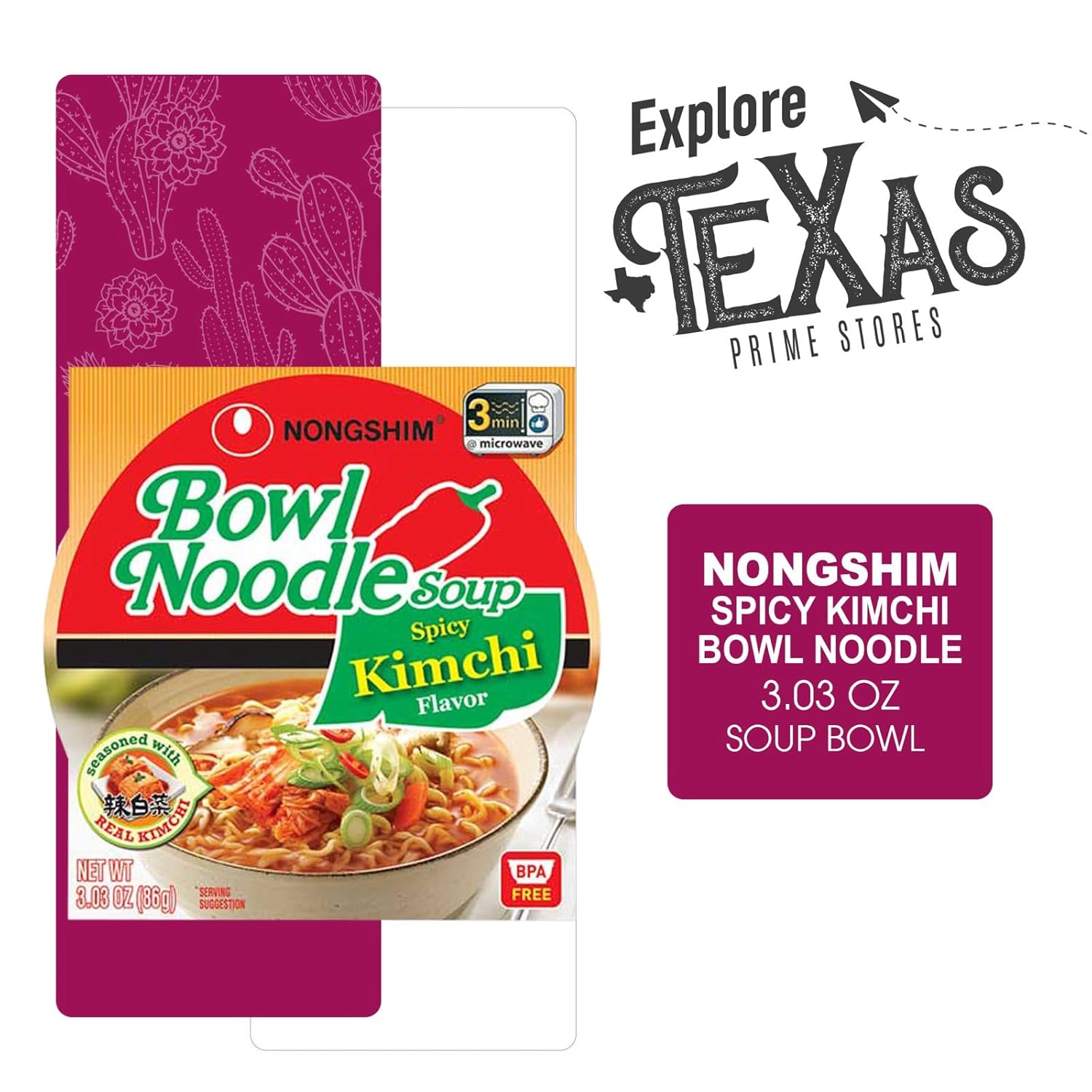 Nongshim 12-Pack of Spicy Kimchi Ramyun Ramen Noodle Soup Bowl 3.03 oz + 1 Freebie by Lavinia Essentials