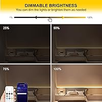 Vista 7 de COB LED Strip Lights Warm White,24V Dimmable led Light Strip KIT with Remote and app Control,2700K 25FT/7.5m 8mm Wide Ra>90 Cuttable Flexible Strip