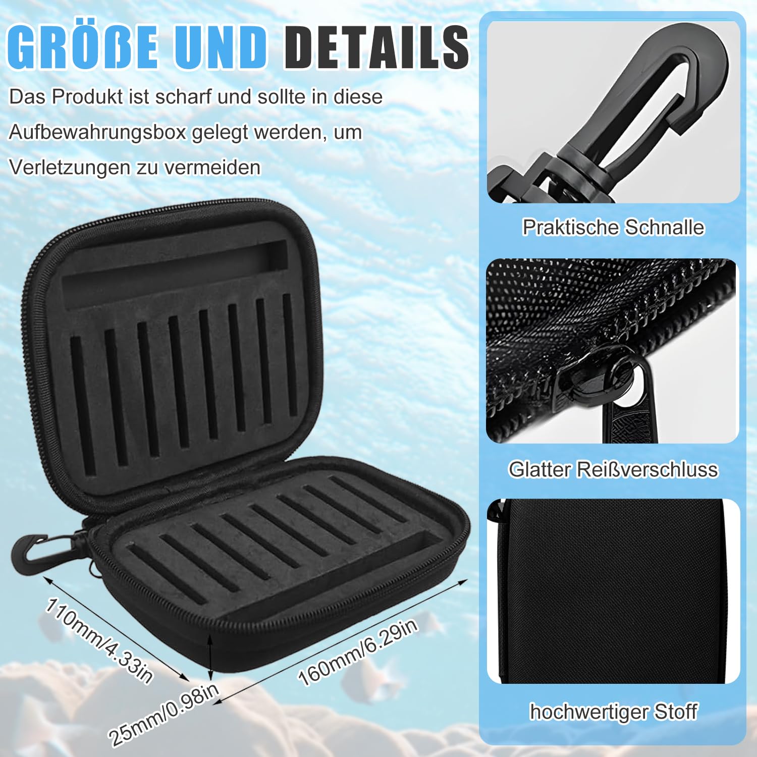 Voarge Set di 16 Mini Cucchiai da Pesca con Astuccio, Esca per Trota in Metallo Duro per Pesce Persico, Trota, Salmone