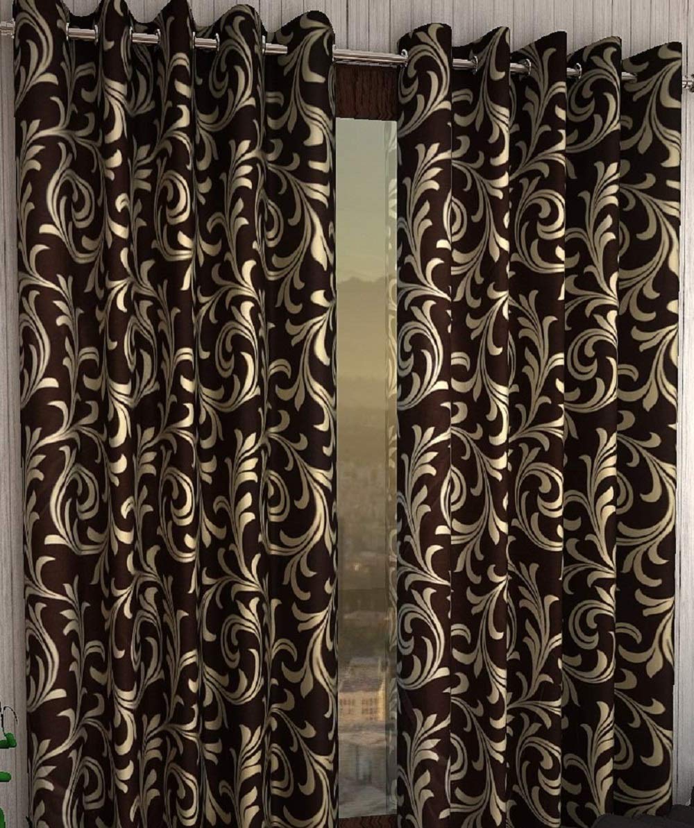 K 2 6Creations -1 Piece Polyester Fancy 7 feet Bedroom Living Room Curtain for Door (4 x 7 Feet Coffee)