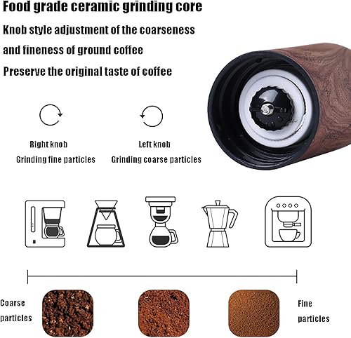 Miniatura 5 de Molinillo de café manual, molinillo manual de grano de café de acero inoxidable, ajustes ajustables para café expreso a café grueso, para oficina,