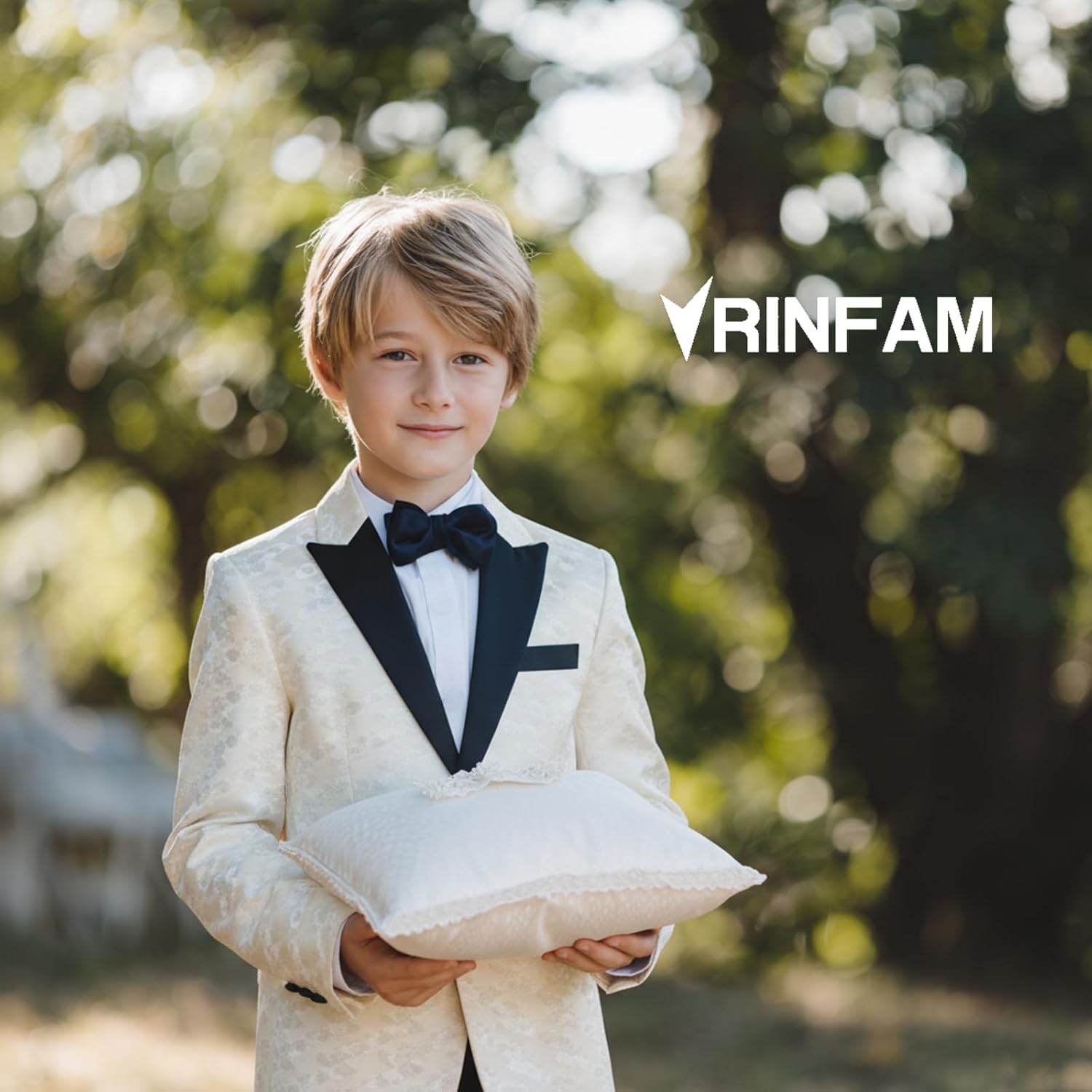 Boys Velvet Tuxedo Suit Set 5 Piece Formal Outfit with Jacket Pants Shirt and Bow Ties Slim Fit Blazer Sizes 4-18 - Image 2