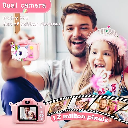 Miniatura 3 de PROGRACE Cámara infantil para niños y niñas, mini cámara doble selfie para niños de 3, 4, 5, 6, 7, 8, 9 años, videocámara, regalos de cumpleaños