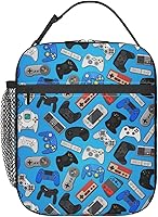 Vista 15 de Bolsa de almuerzo con joystick de juego verde, bolsa de almuerzo aislada, contenedor de comida para escuela, trabajo, picnic, viajes