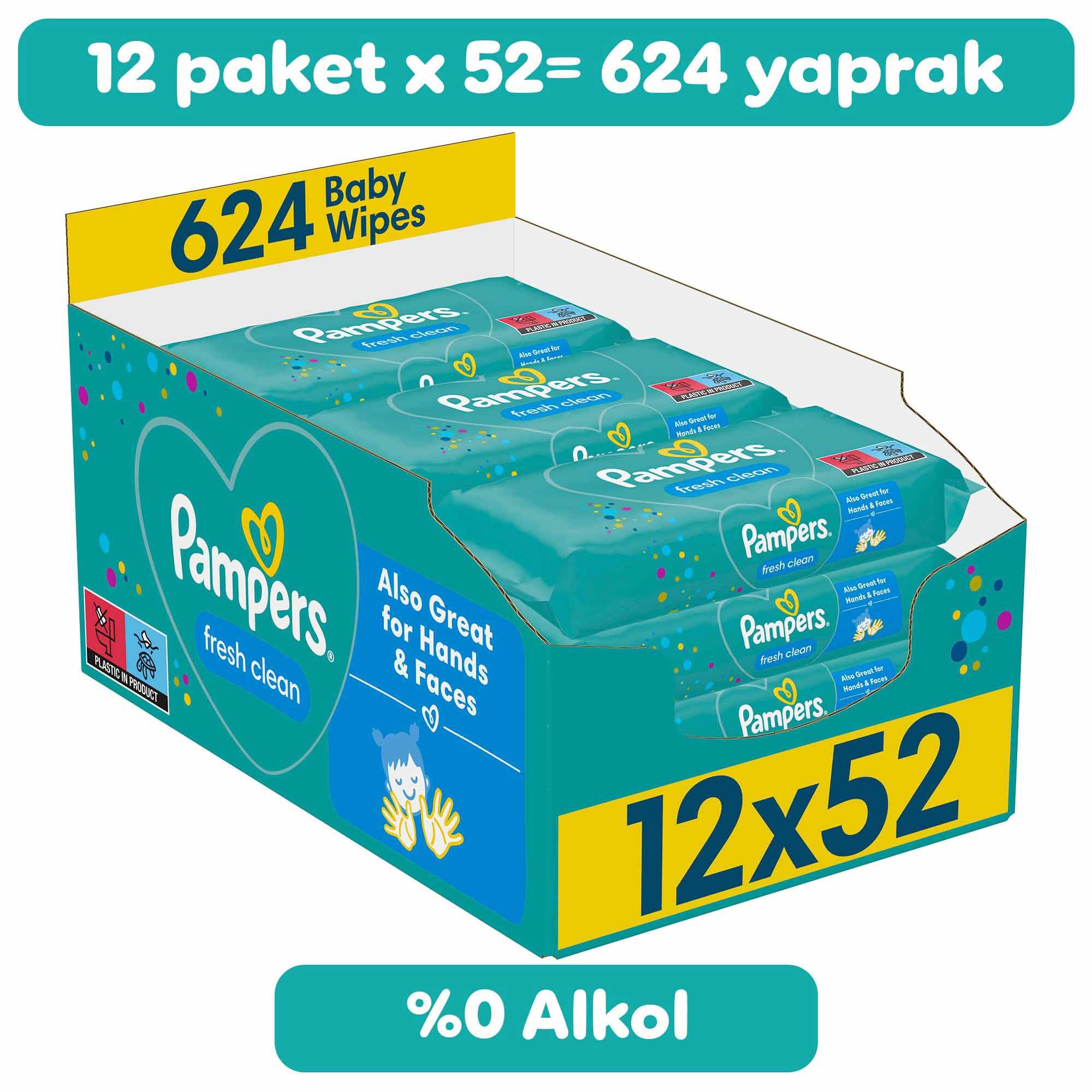 Pampers Fresh & Clean Islak Bebek Mendili (12 paket = 624 Islak Mendil)
