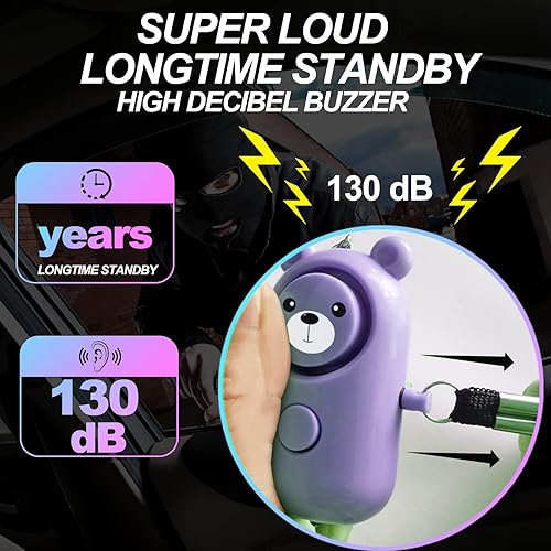 Miniatura 4 de Alarma personal segura con sonido para mujeres, niños y ancianos, paquete de 2 lindas sirenas de 130 dB, autodefensa de seguridad con luz LED,