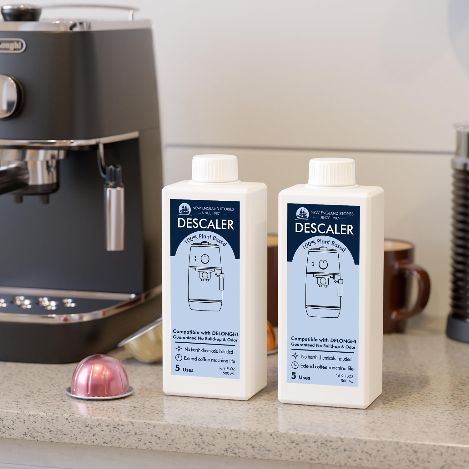 Solución de descalcificación compatible con DeLonghi, especialmente diseñada para limpiar máquinas de café Delonghi y máquinas de café Delonghi – Limpiador de cafetera espresso de 958,2 g
