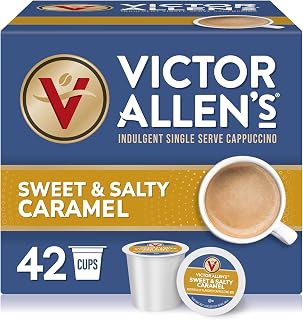 Victor Allen's Sweet & Salty Caramel Cappuccino K-Cup Pods, 42 Count Single Serve for Keurig Brewers - Creamy Caramel Indulgence