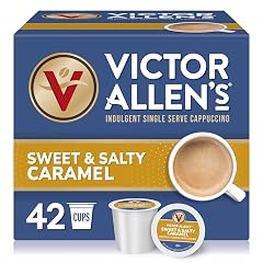 Victor Allens Coffee Sweet and Salty Caramel Flavored Cappuccino Mix 42 Count Single Serve K-Cup Pods for Keurig