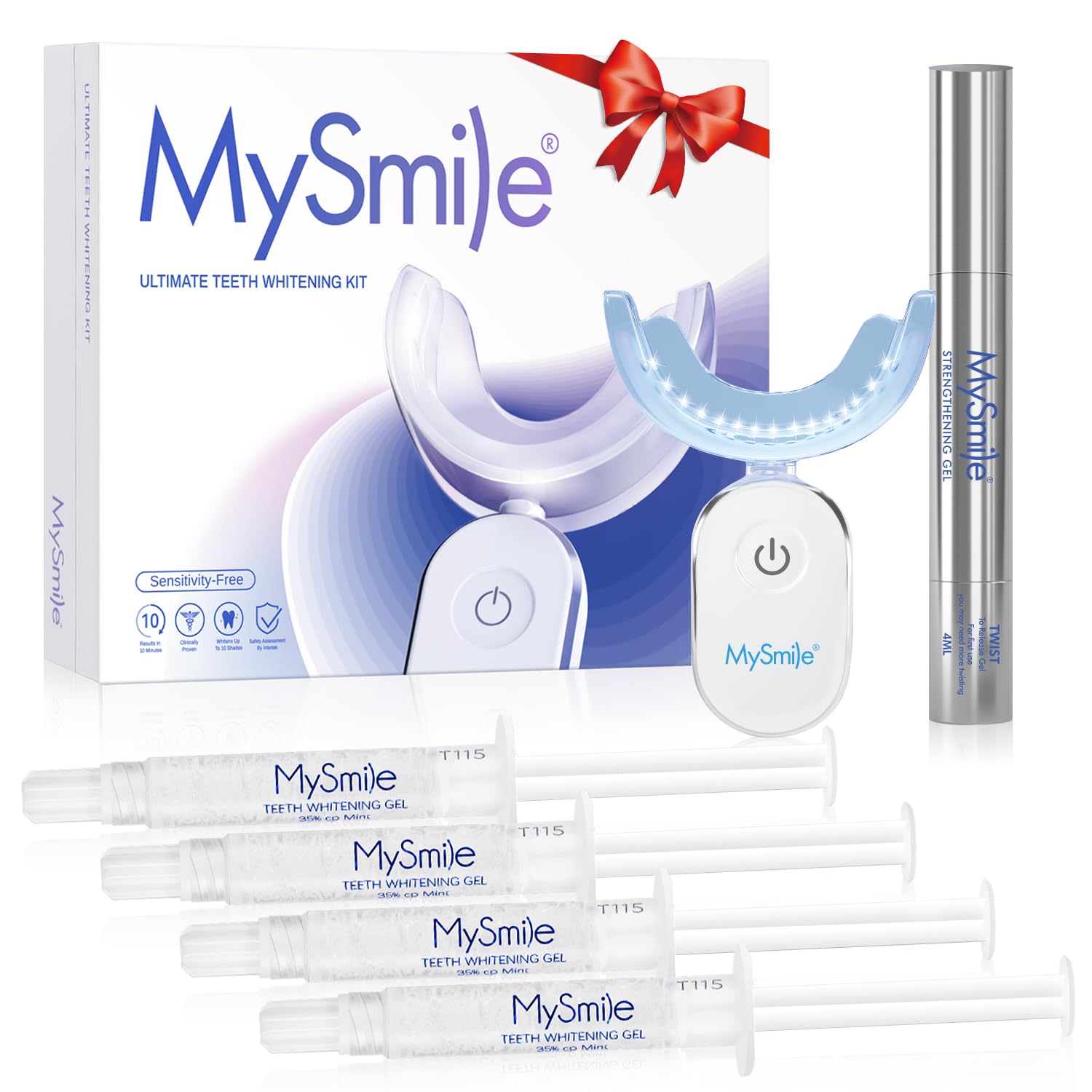 MySmile Deluxe 10 Min Teeth Whitening Kit with 28 LED Light, 35% Carbamide Peroxide Teeth Whitening Gel, Helps Remove Years of Stains from Coffee, Soda, Wines, Smoking, Food