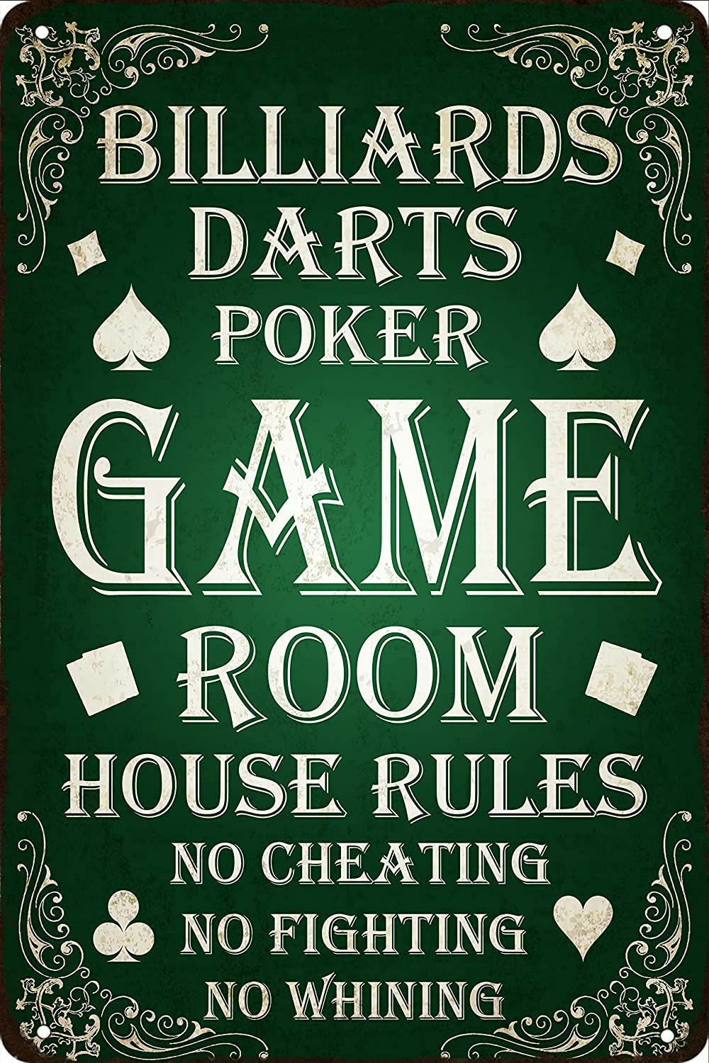 Playroom Metal Tin Sign Billiard Darts Poker House Rules Sign Vintage Metal Sign Plaque Metal Fun Tin Sign Entrance Decoration Gallery Wall Sign 5.5x8inch