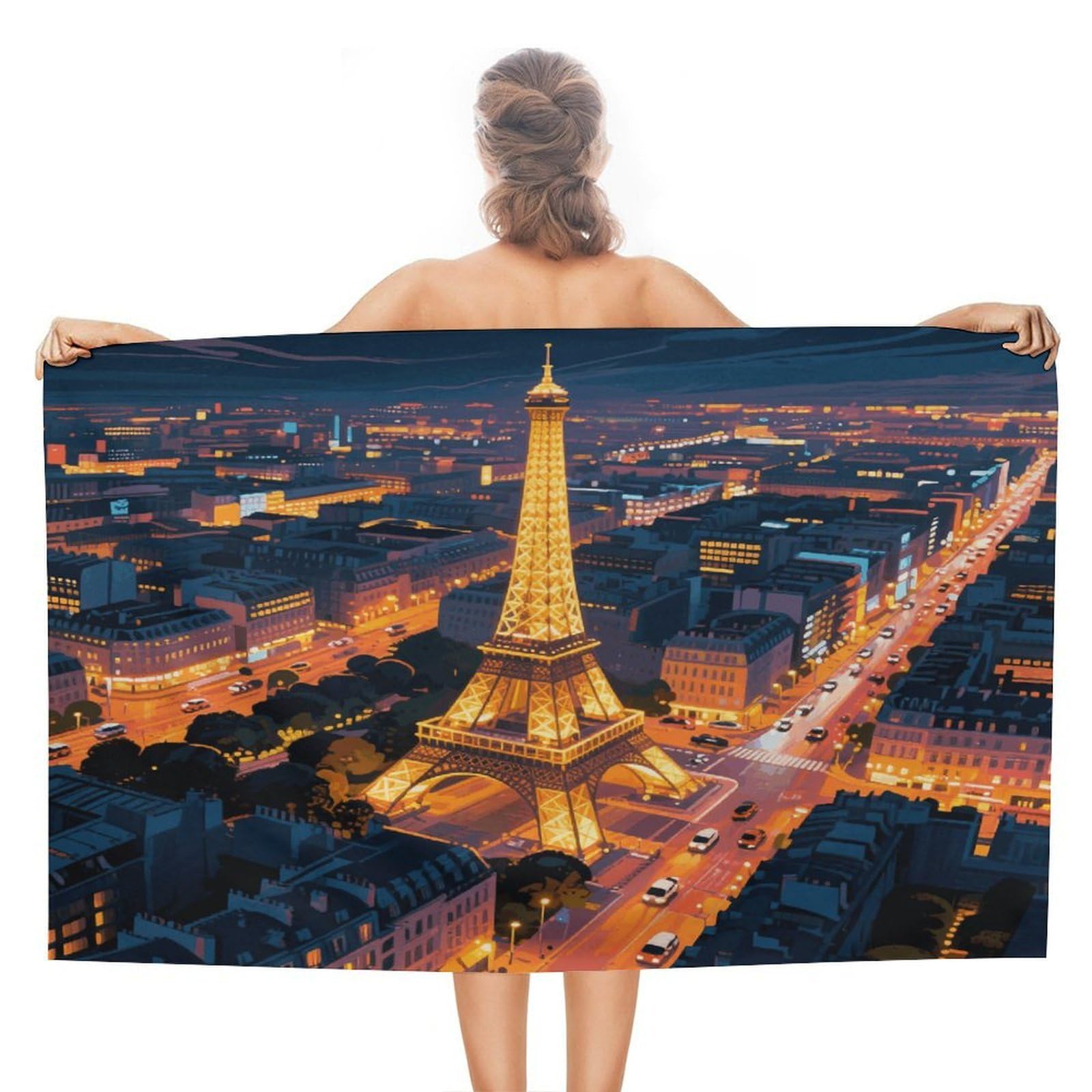 VstaDank Eiffel Tower Beach Towel 51x31 Inch Oversized Soft Bath Towel Luxury Plush Thick Hotel Swim Pool Towels Super Quick Dry Travel Towels for Camping Gym Sports Yoga