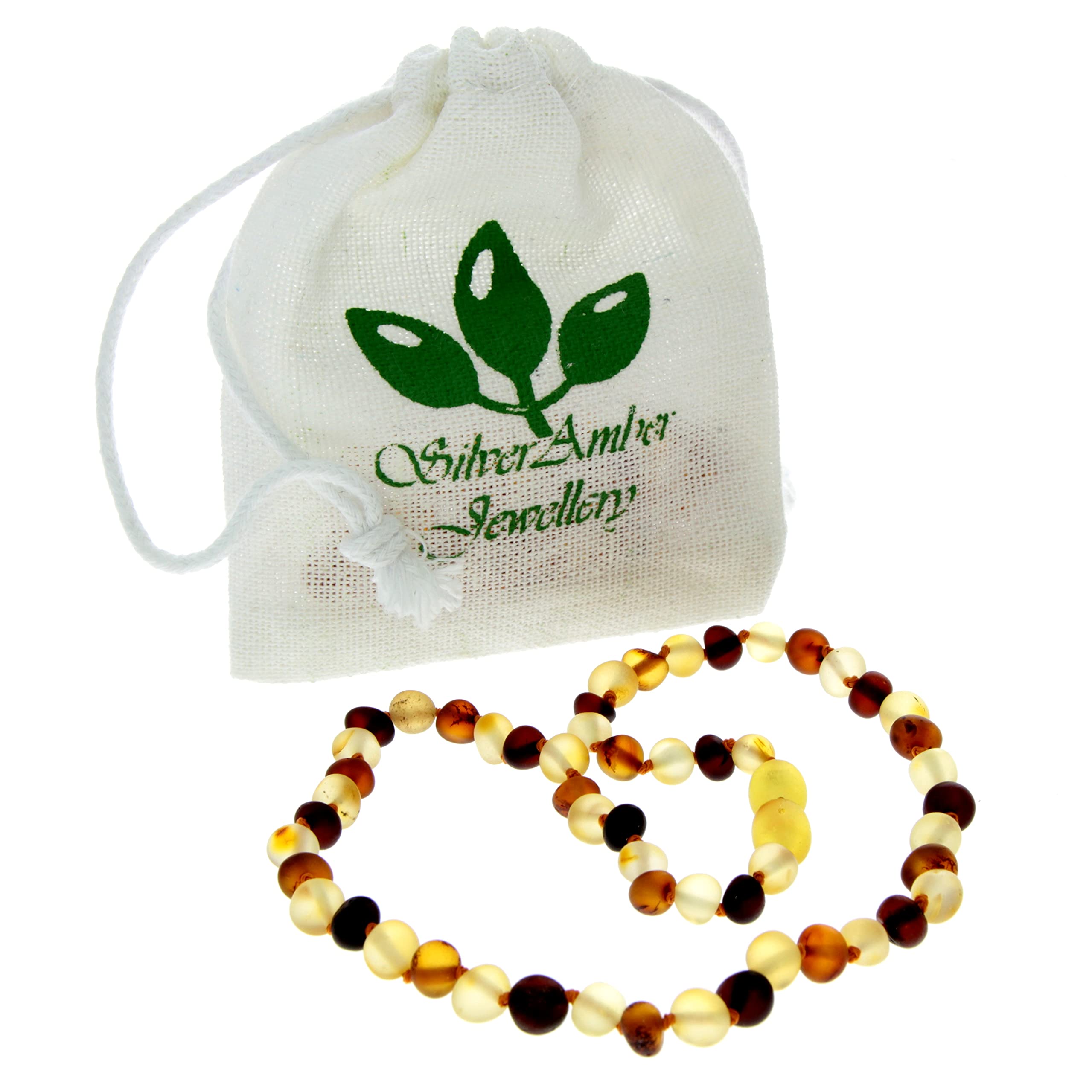 SilverAmber Jewellery - Collana in ambra baltica - Mista - Grezza - Perle di ambra genuina al 100% - Massima qualità - Dimensione: 41 cm - NRAWMIX41