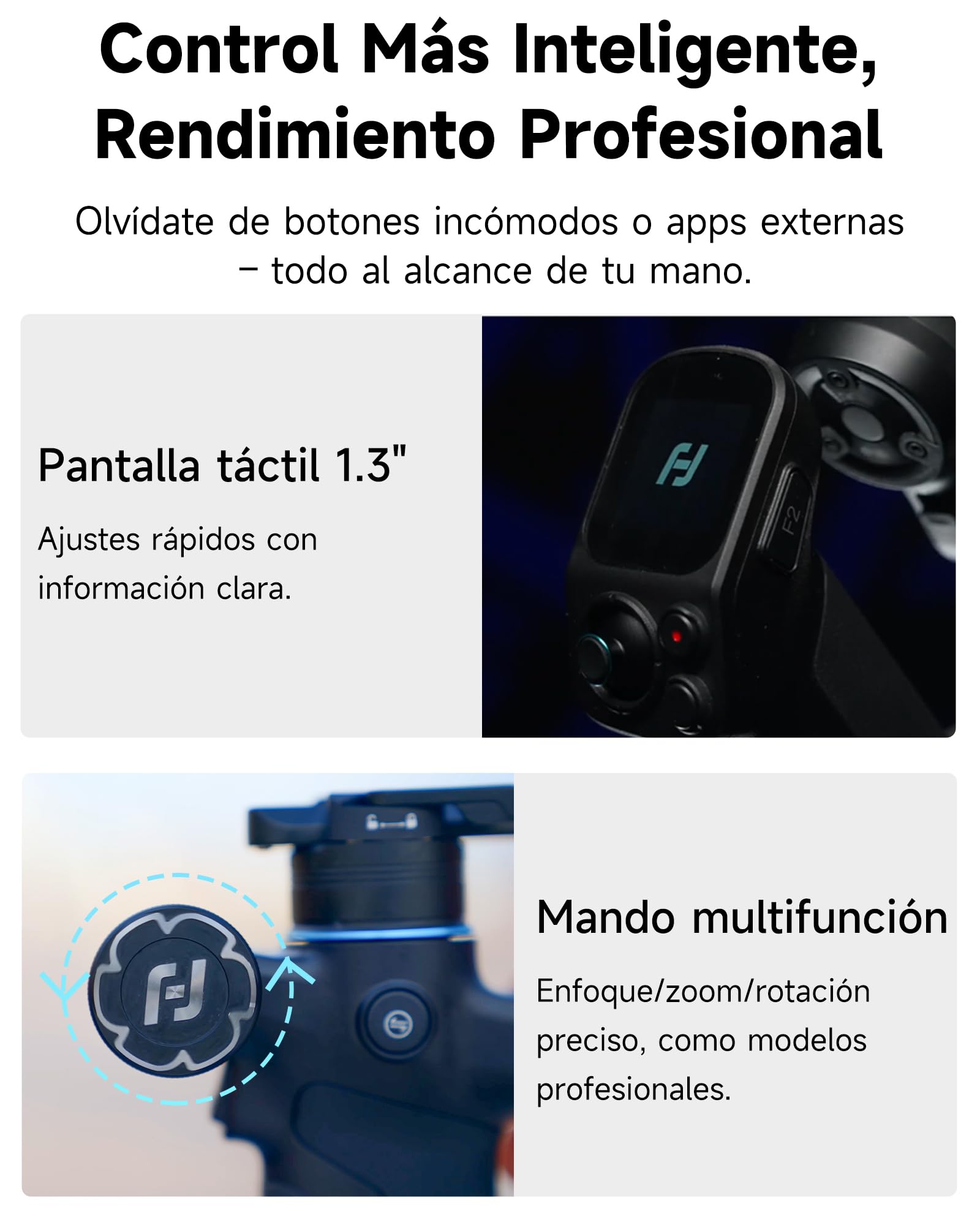 FeiyuTech SCORP Mini 3 Kit - Estabilizador Todo en Uno con Seguimiento AI, 2kg Carga y Pantalla 1.3" - Ideal para TikTok/Youtube/Vlogs - Compatible con Cámaras, iPhone y Cámaras de Acción