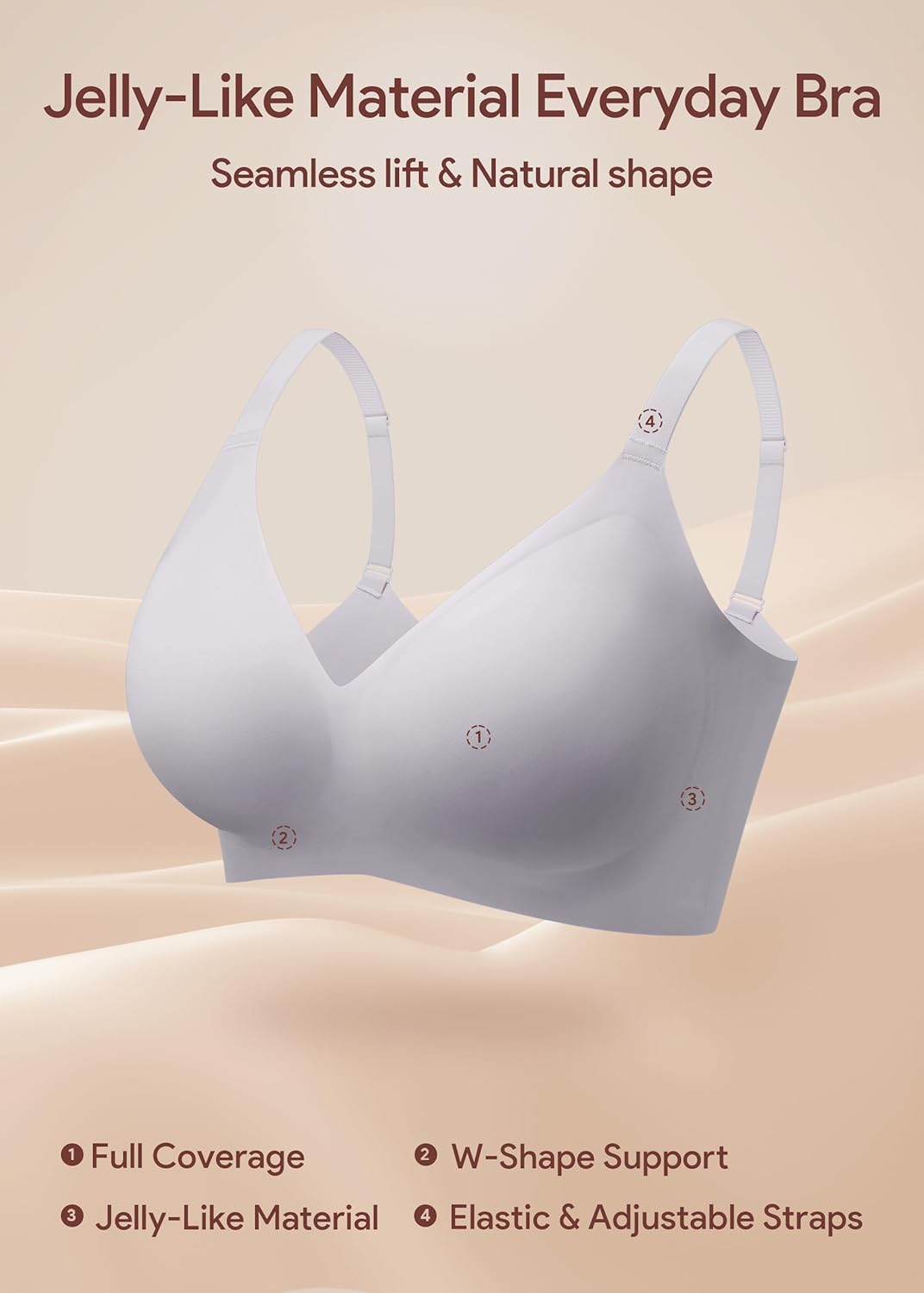 Women's Wireless Seamless Bra Ultra-Soft Push Up Full Coverage Bralette Everyday Comfort & Support - Image 3