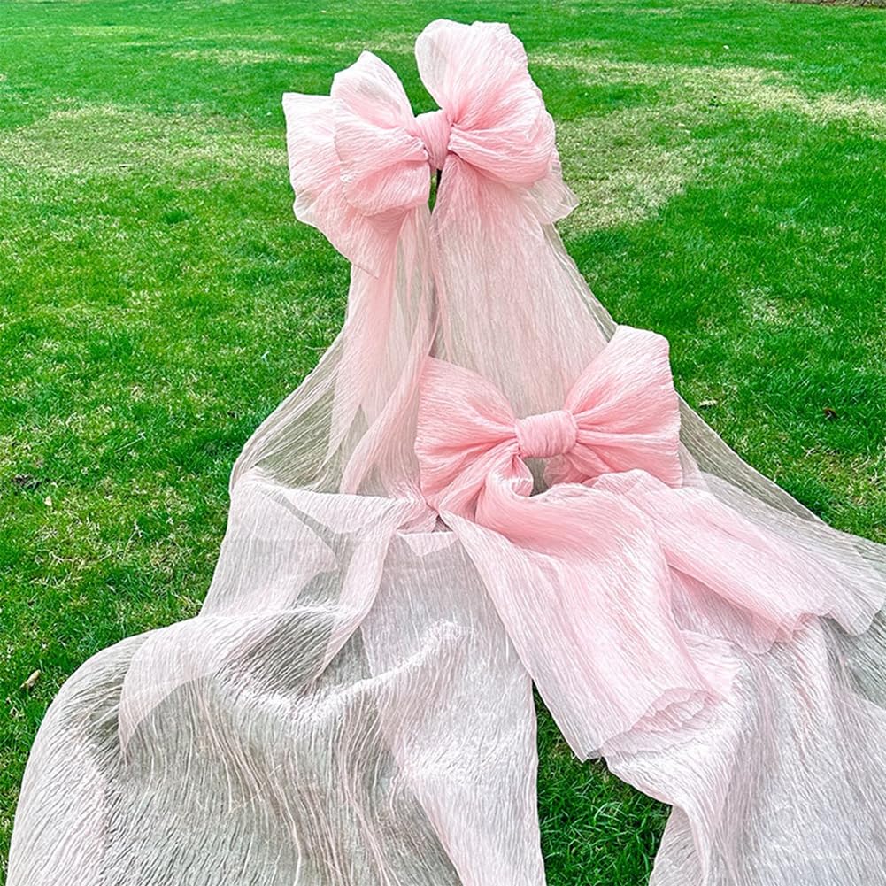 Riesige Schleifendekoration große Rosa Hochzeitsschleife Plissierte Schleife Dekoschleifen für Hochzeit, Verlobung, Junggesellinnenabschied, Babyparty, Hintergrunddekoration 47cm*180cm