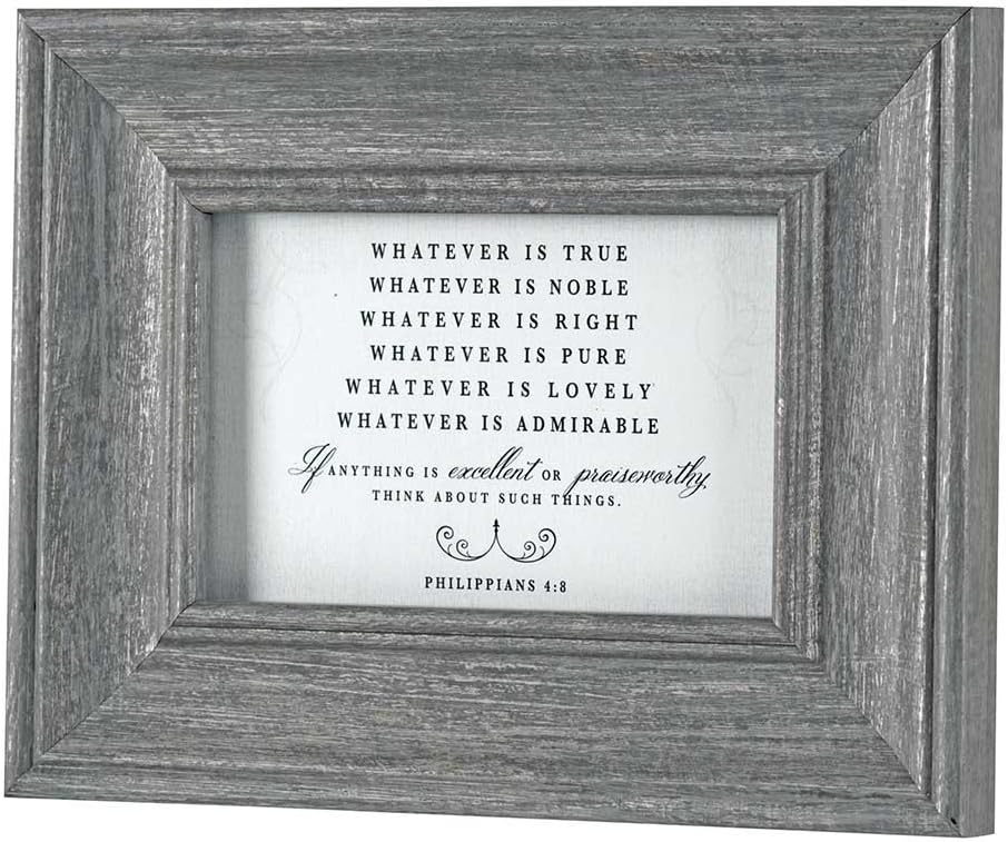 Dicksons Whatever is True Whatever is Noble Gray 9 x 7 inch Wall or Tabletop Easel Back Frame
