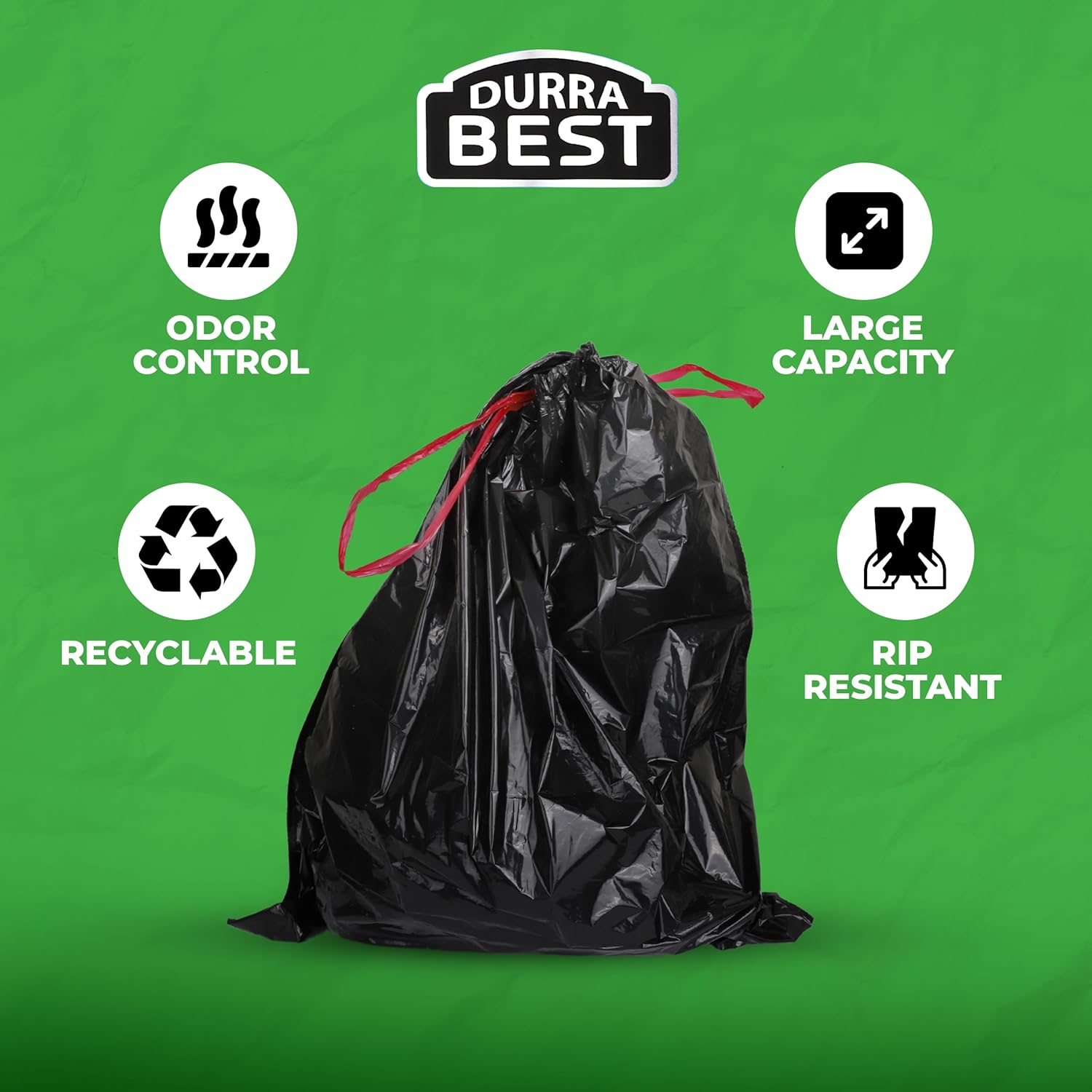 Heavy-Duty Trash Bags – 144 count, 18 Gallon Black, Ultra Thick Drawstring Garbage Bags – Leak-Resistant for Home & Commercial Use, Big Trash Bags
