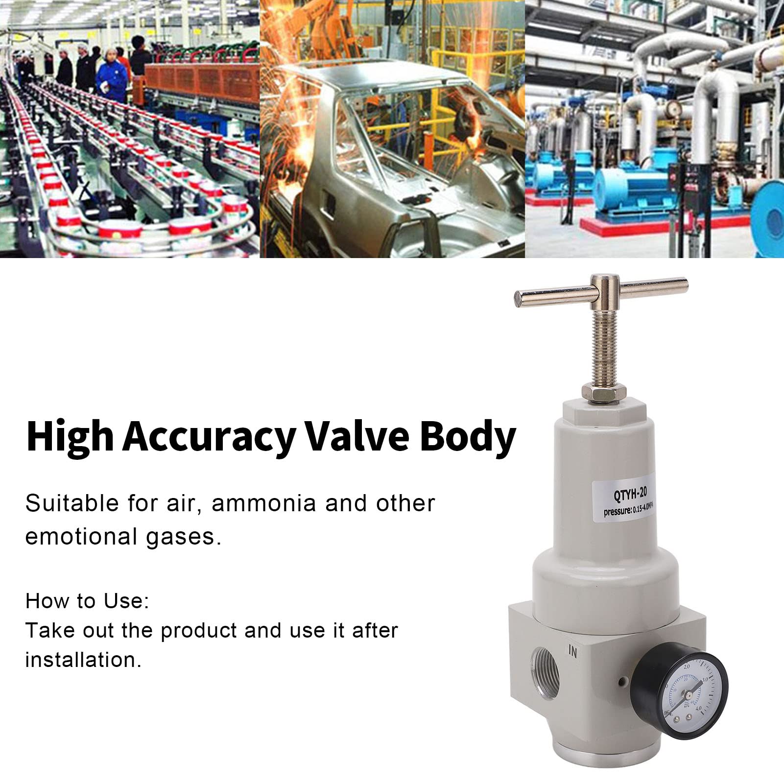 Regulador de presión de aire con válvula de alivio automática, válvula de control de presión de aleación de aluminio con manómetro de alta precisión para sistemas de aire (CANTIDAD-20)